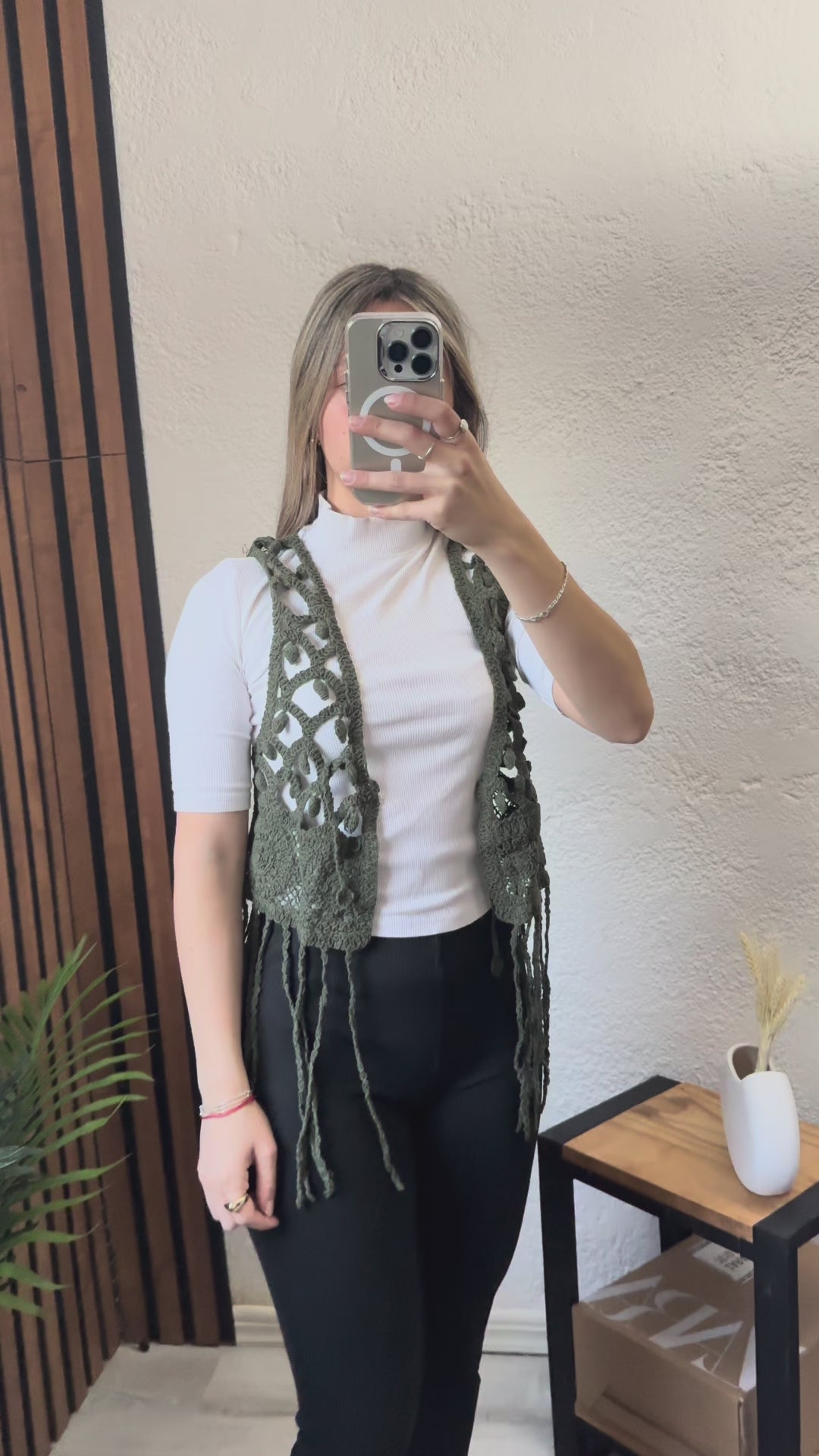 Chaleco tejido verde