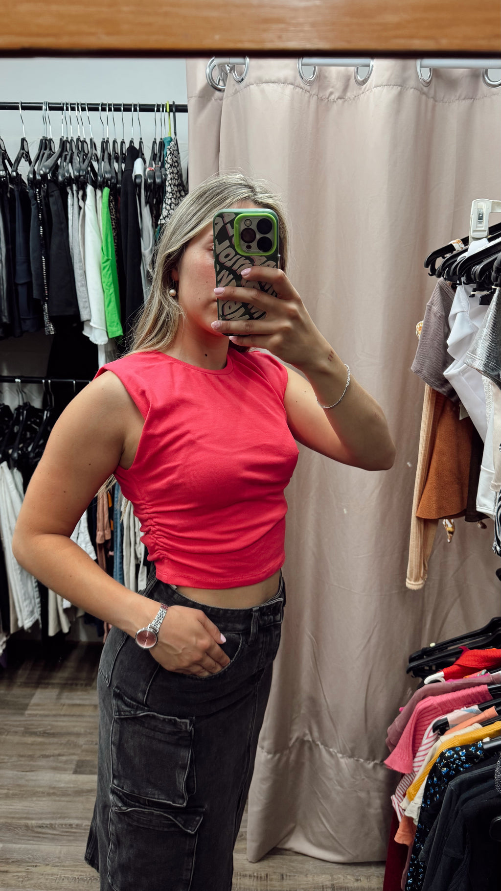 Top NUEVO rosado fucsia con frunce