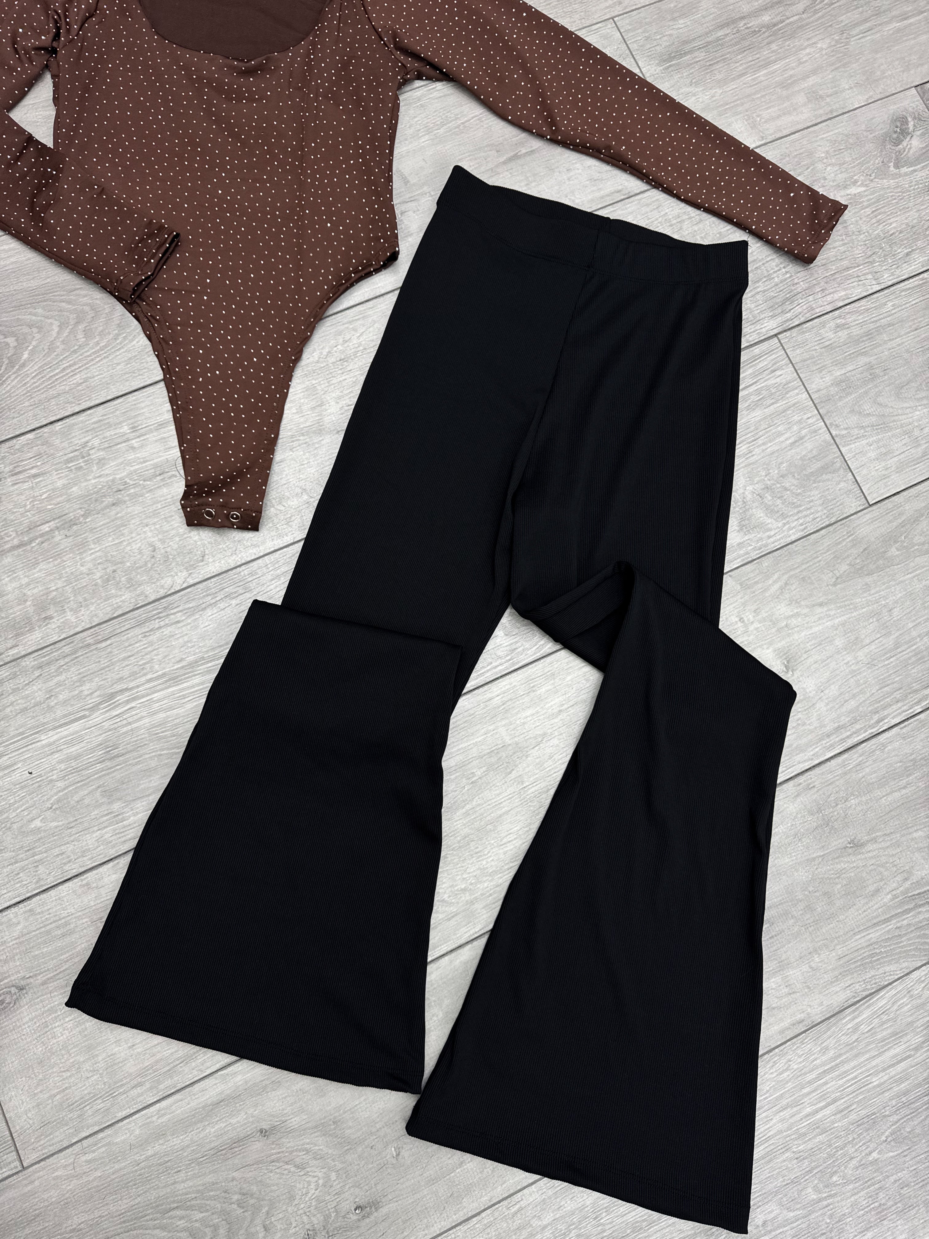 NUEVO conjunto Body brillos + pantalón negro ancho