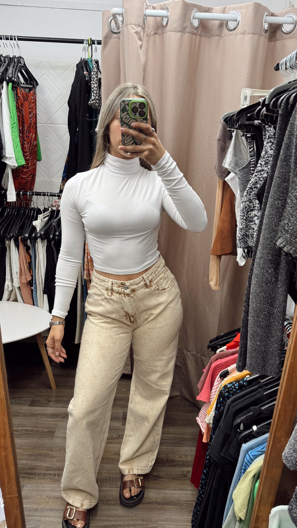 Jean marrón jaspeado