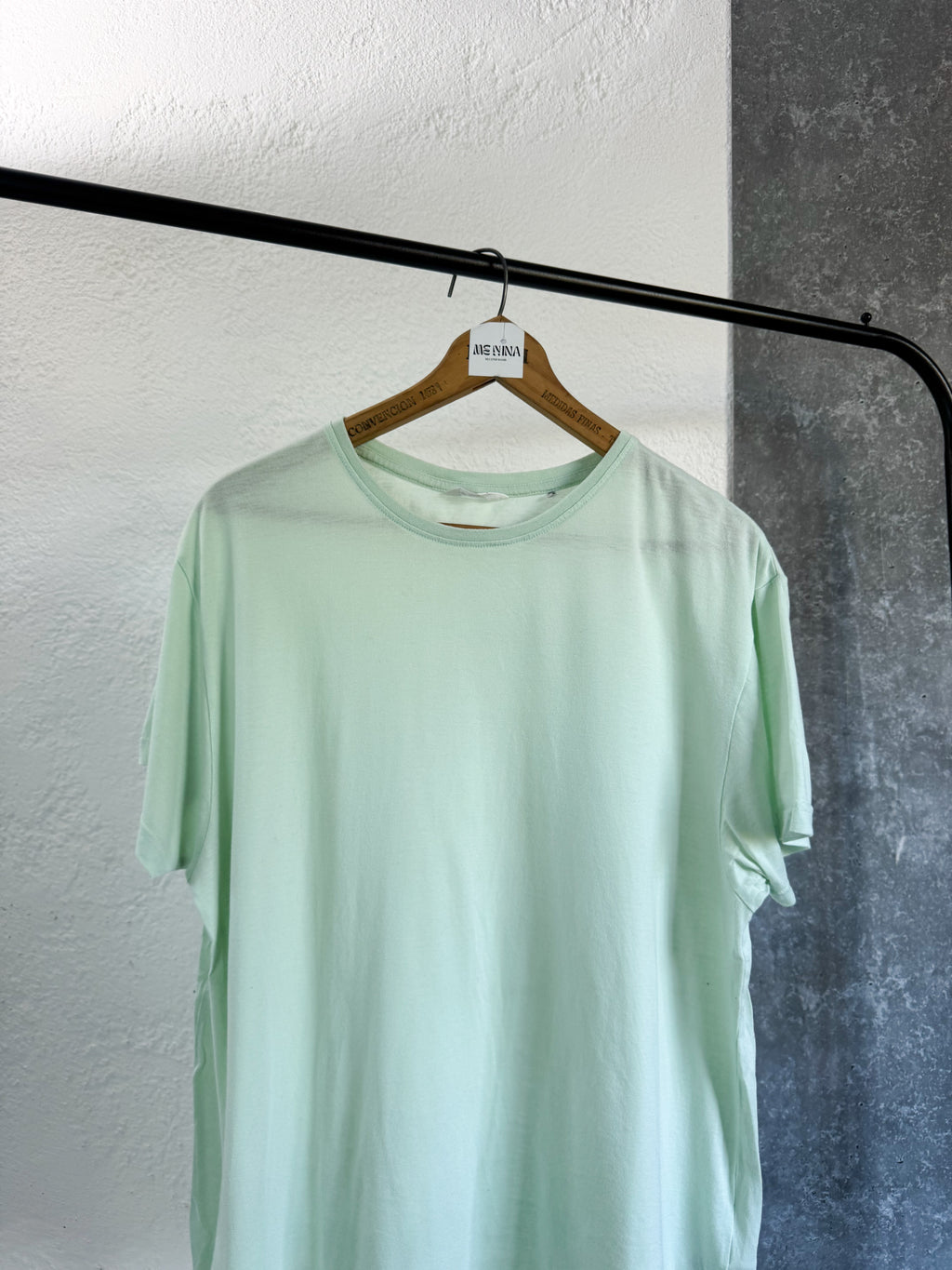 Remera verde agua manga corta talle XL