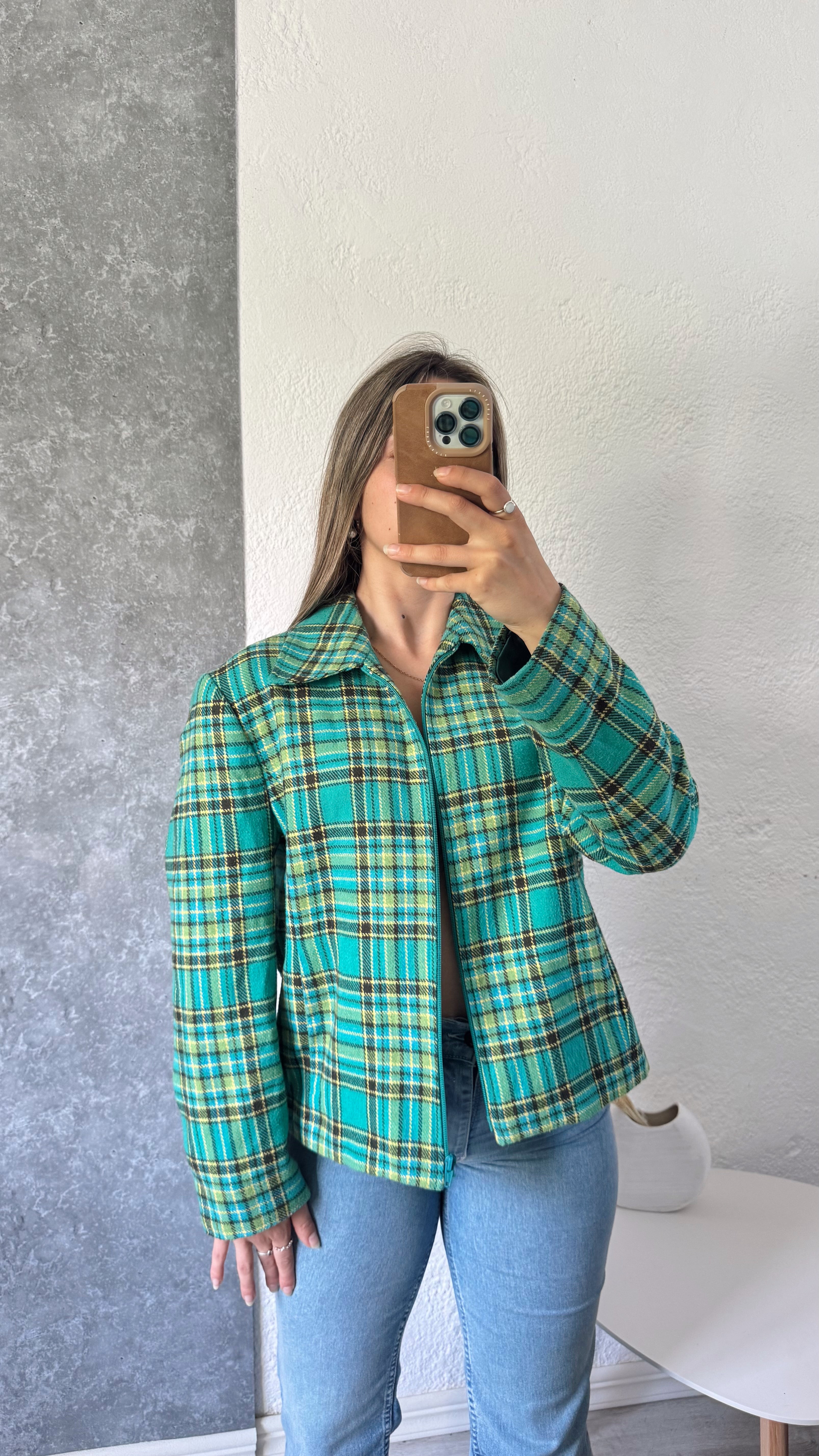 Chaqueta verde a cuadros