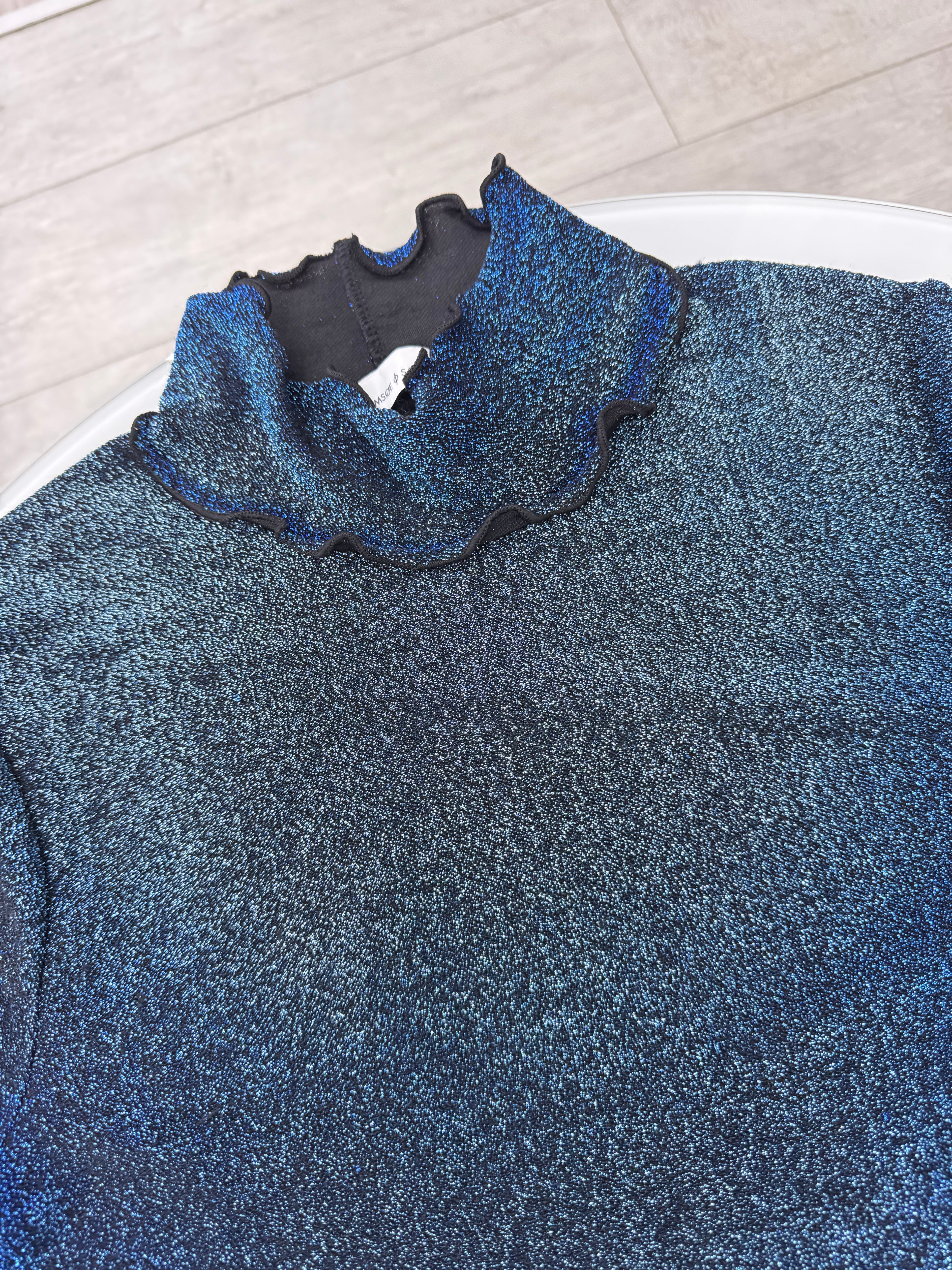Vestido azul lurex manga larga