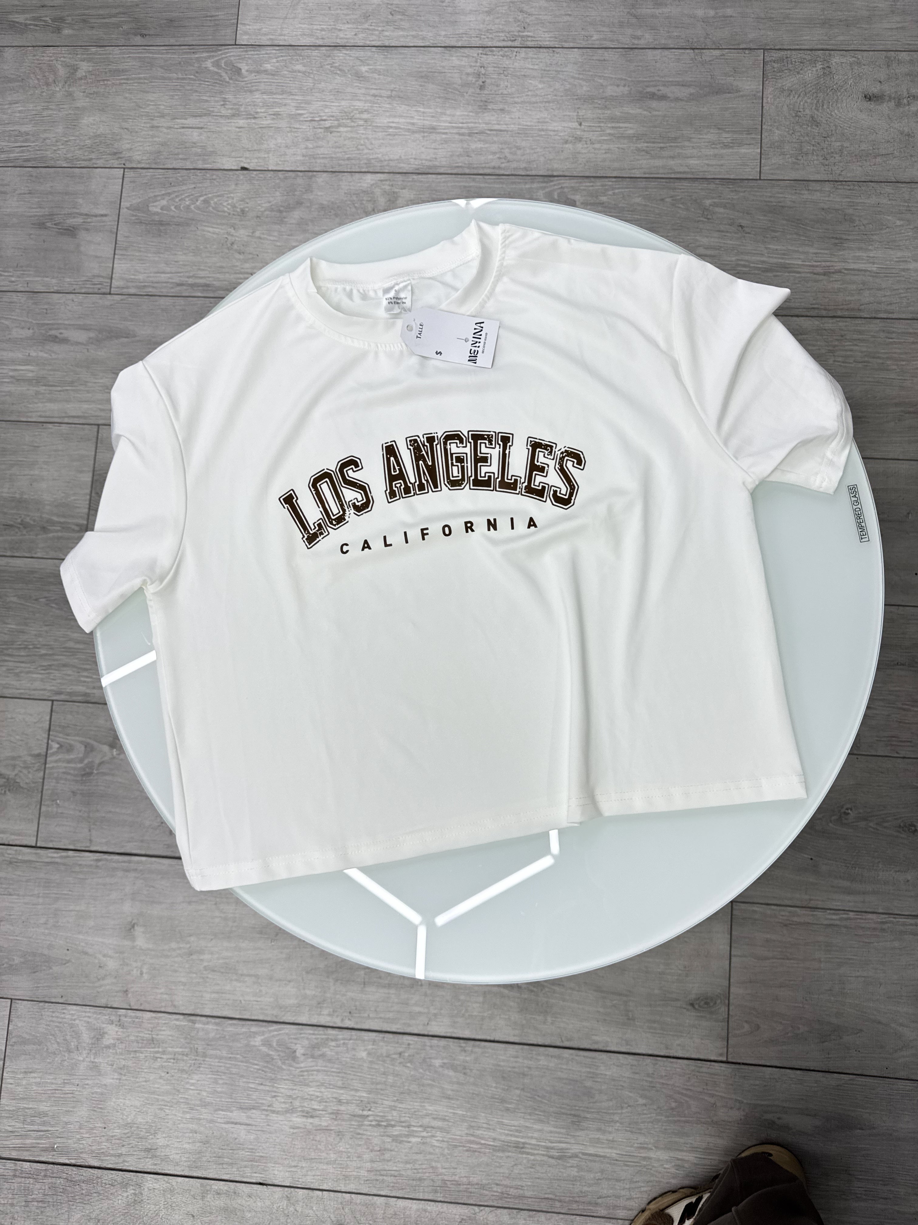 Remera blanca CROP Los Ángeles talle S