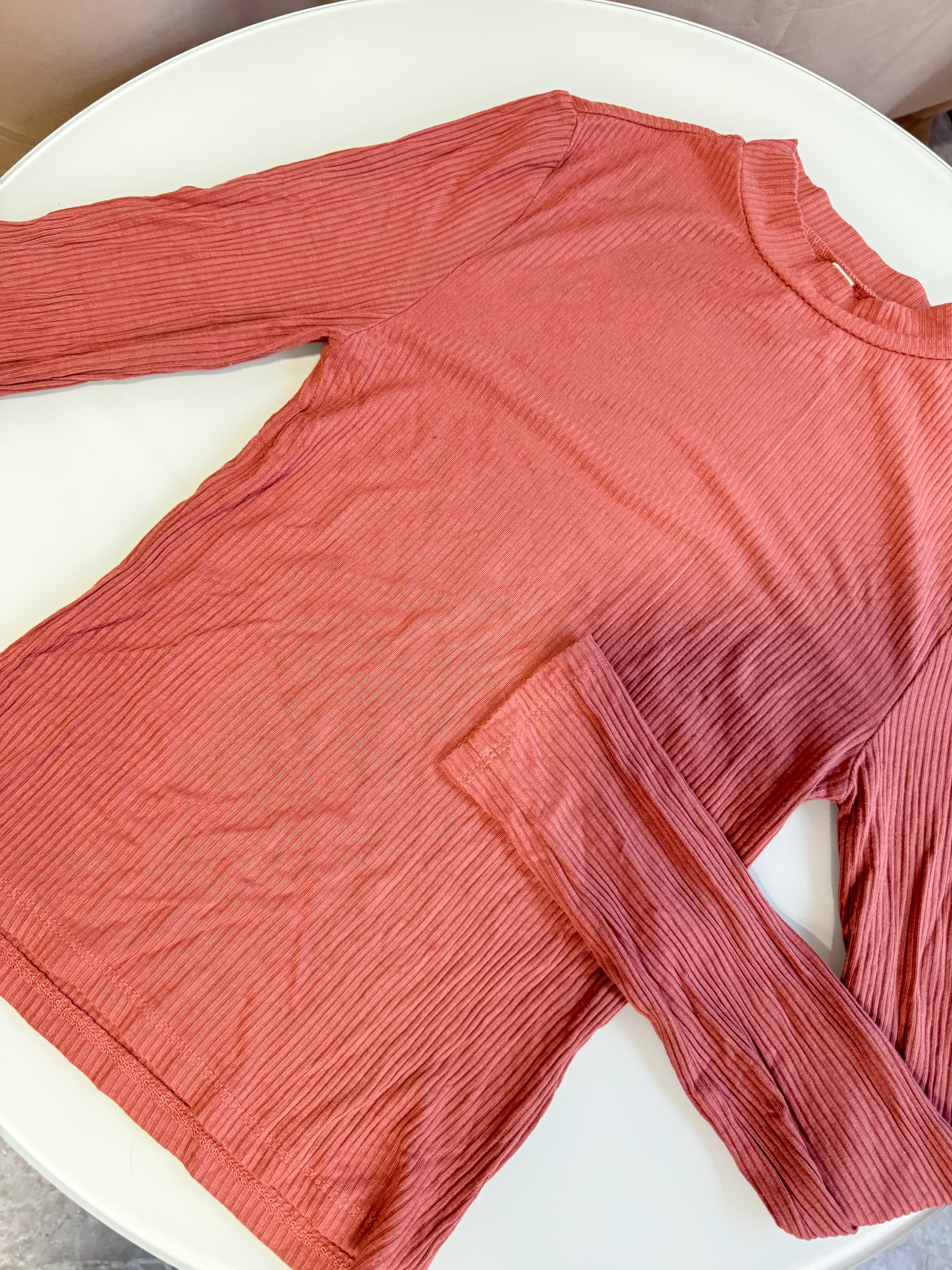 Remera rosada básica manga larga talle S/M