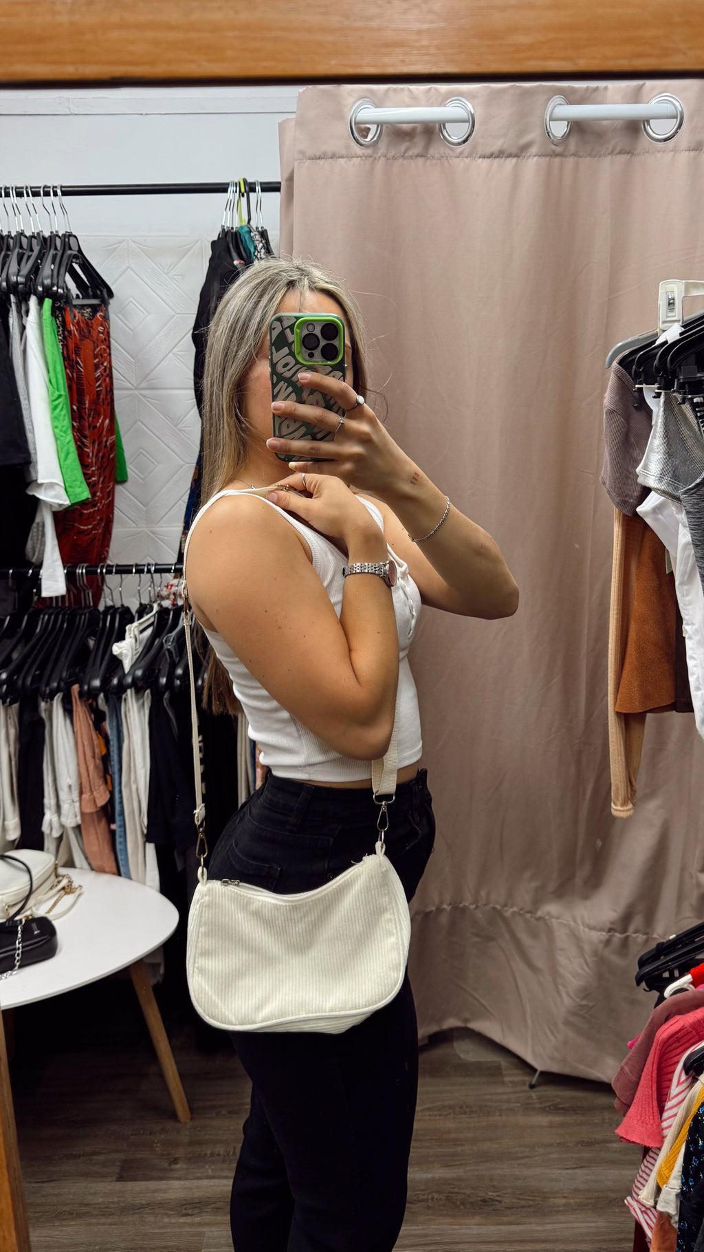 Cartera beige de pana