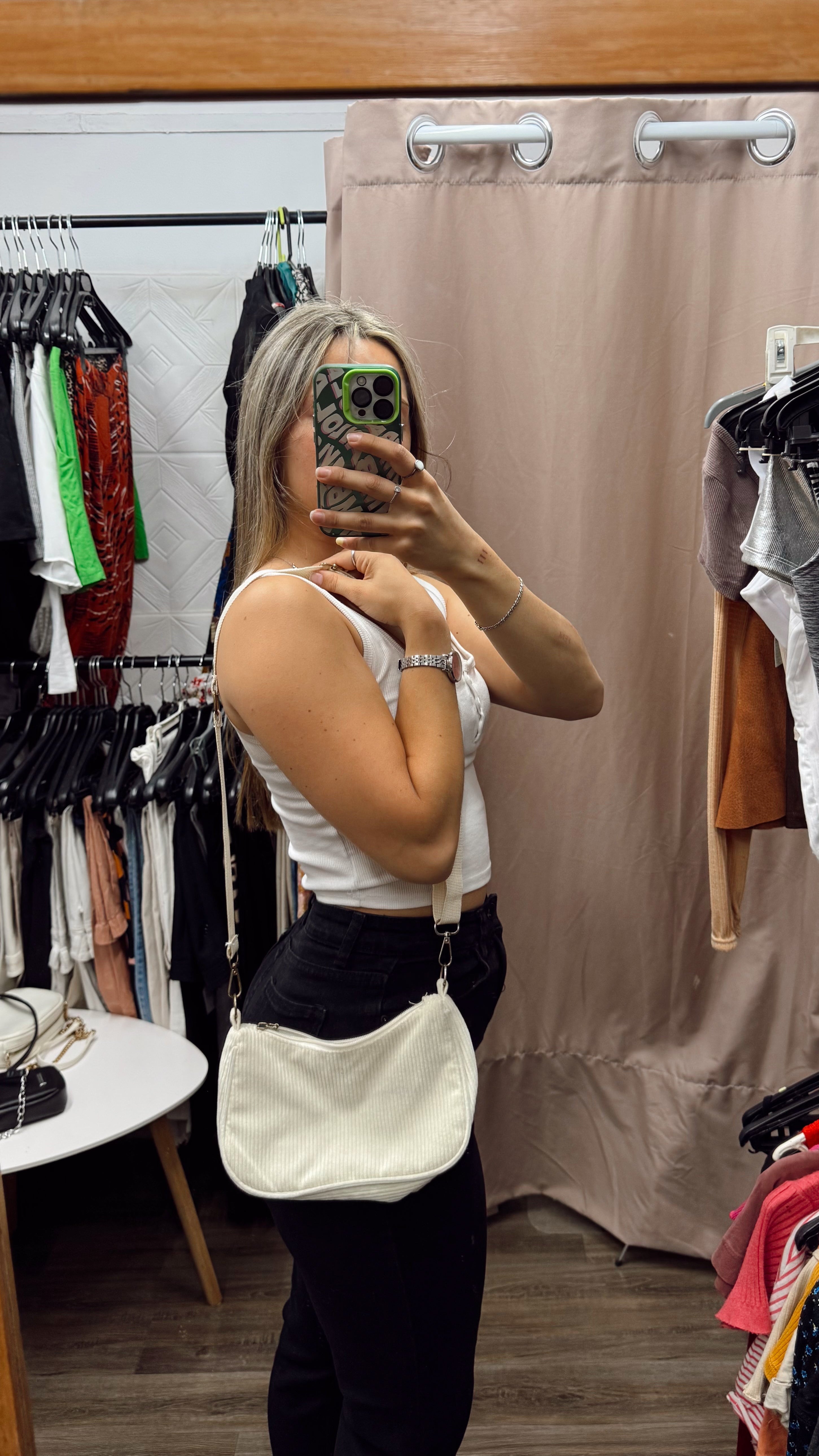 Cartera beige de pana