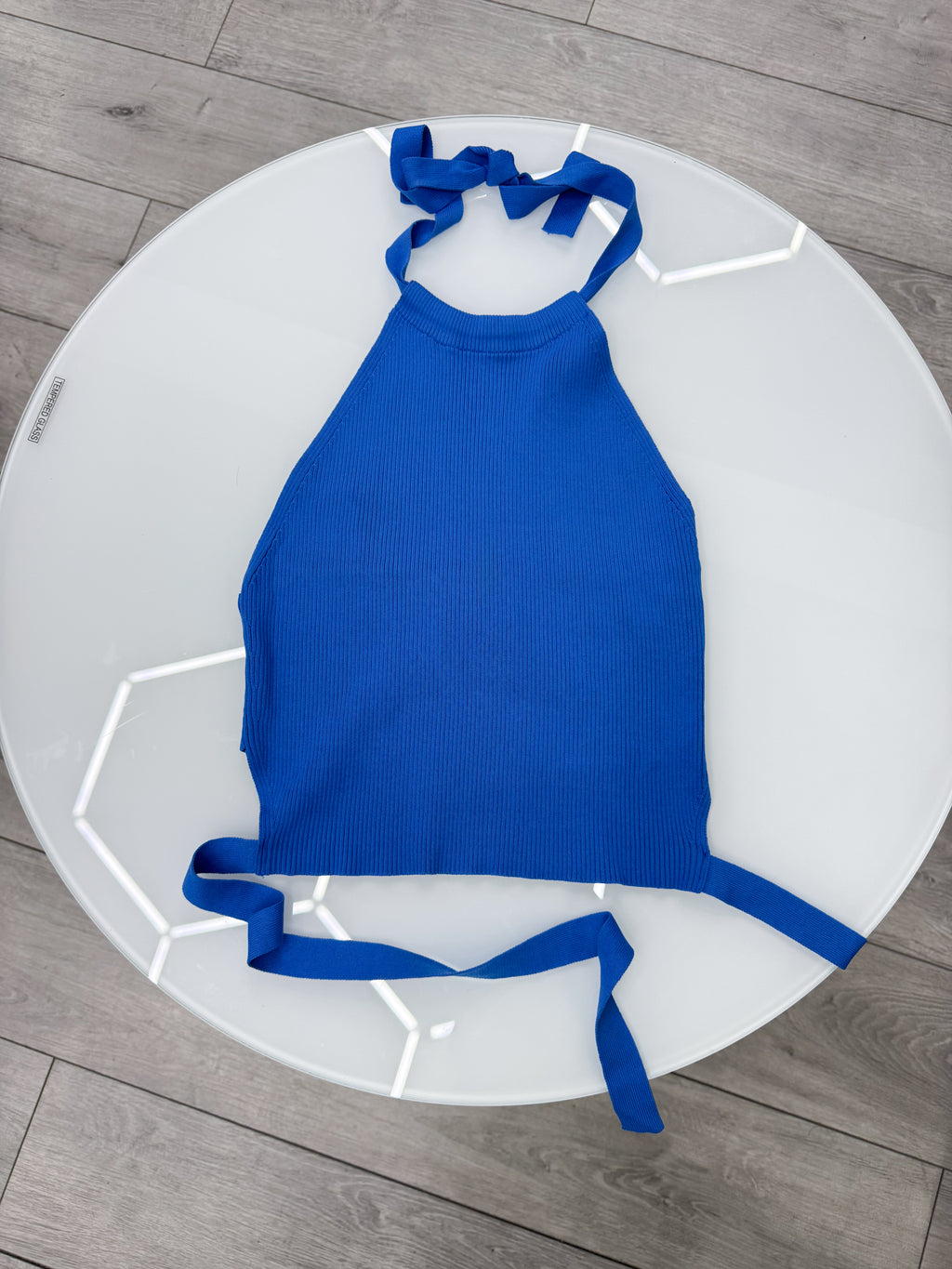 Top de hilo azul ZARA talle M
