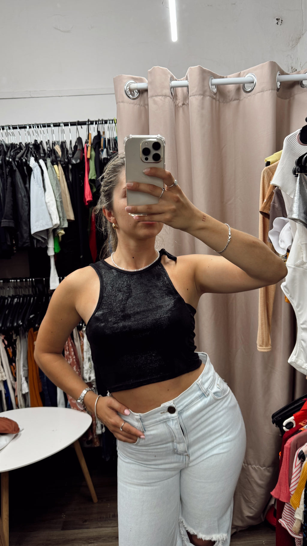 Top negro NUEVO con frunce