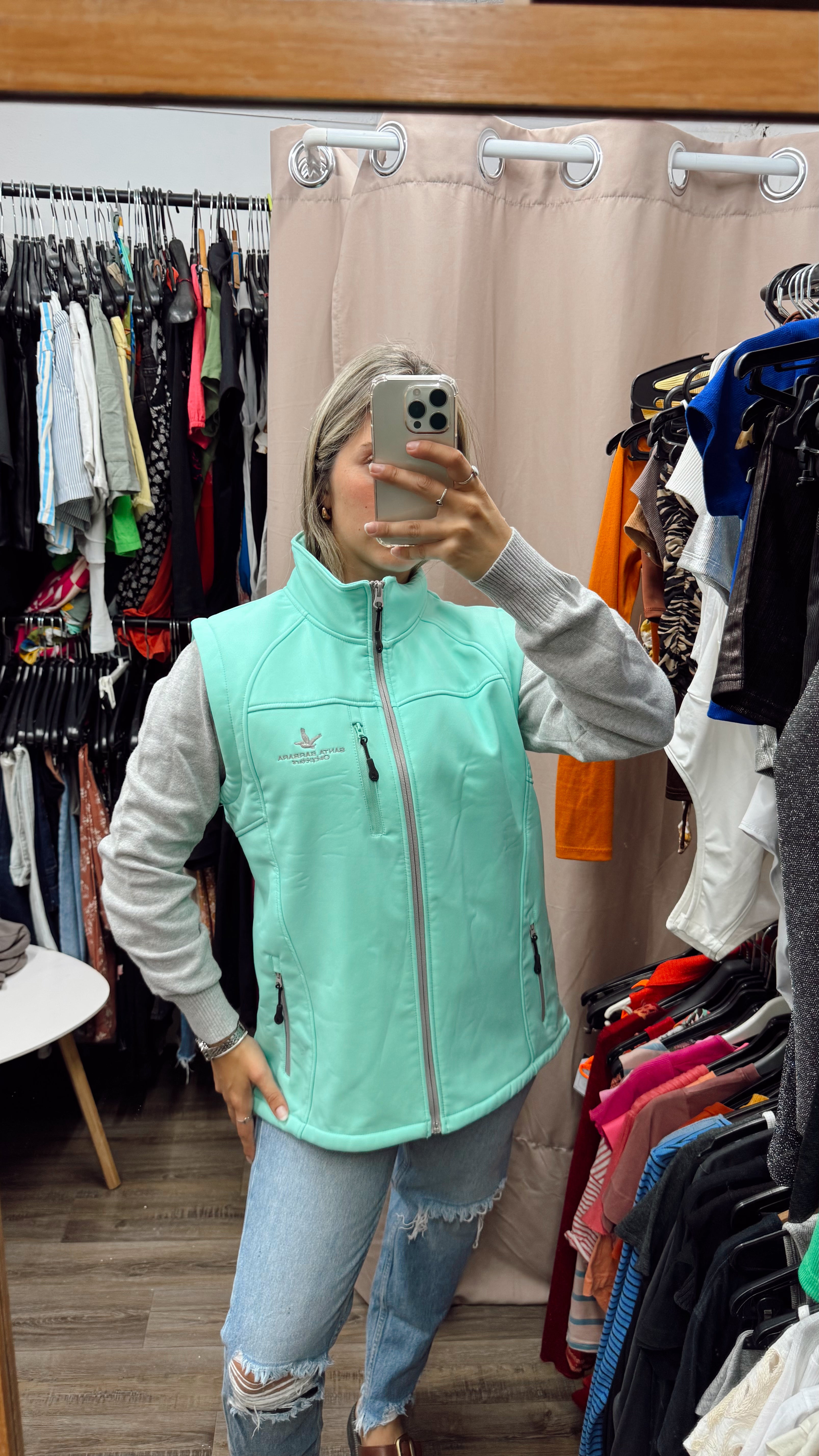 Chaleco Santa Bárbara de neopreno verde agua