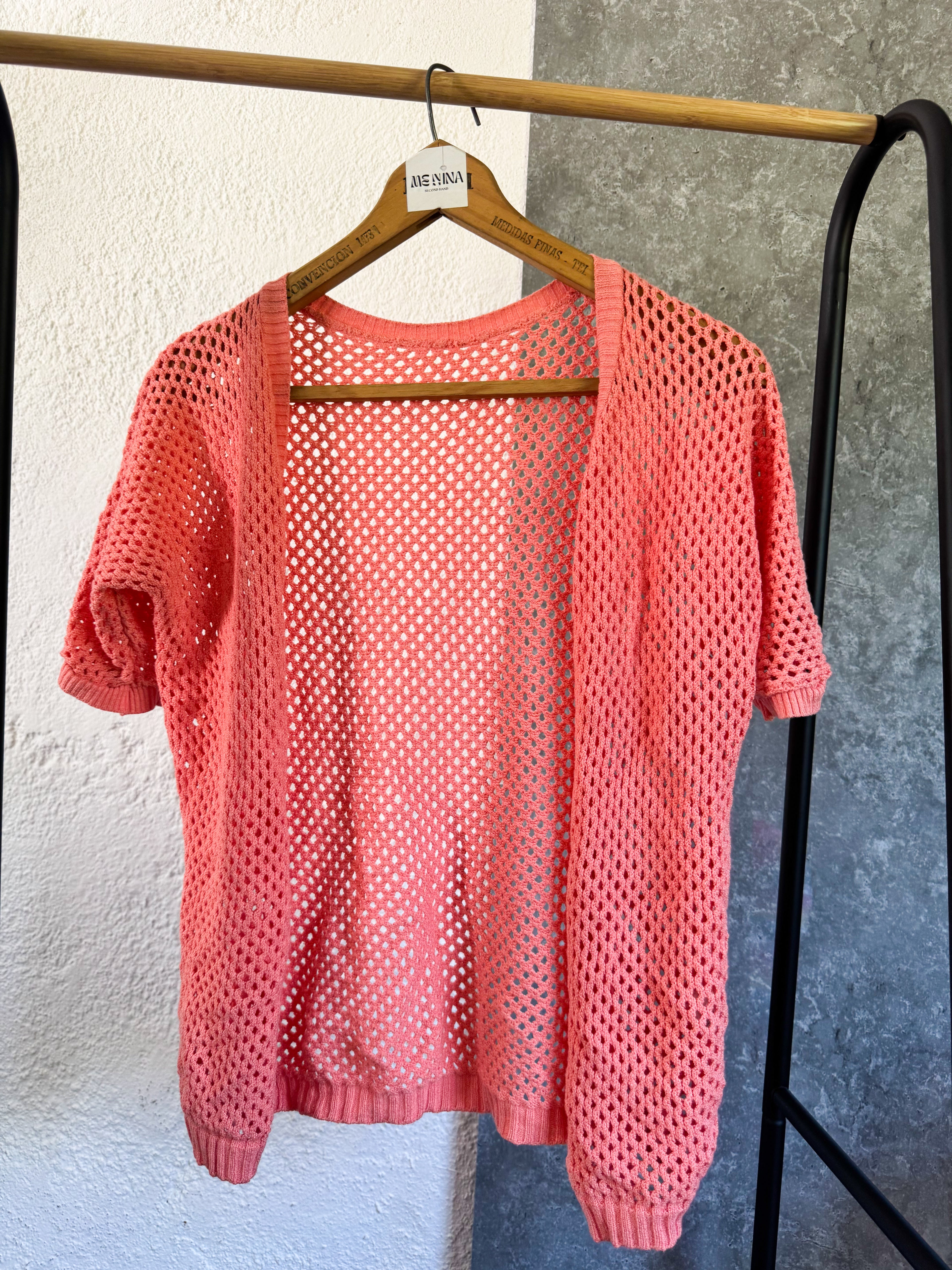 Saco de hilo manga corta color salmón