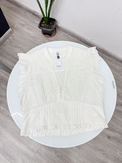 Blusa blanca manga corta