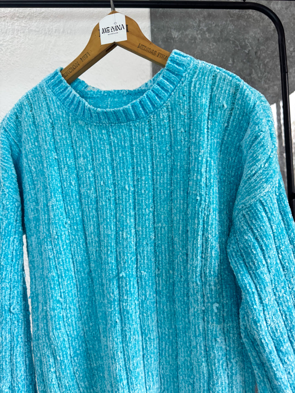 Buzo de chenille celeste