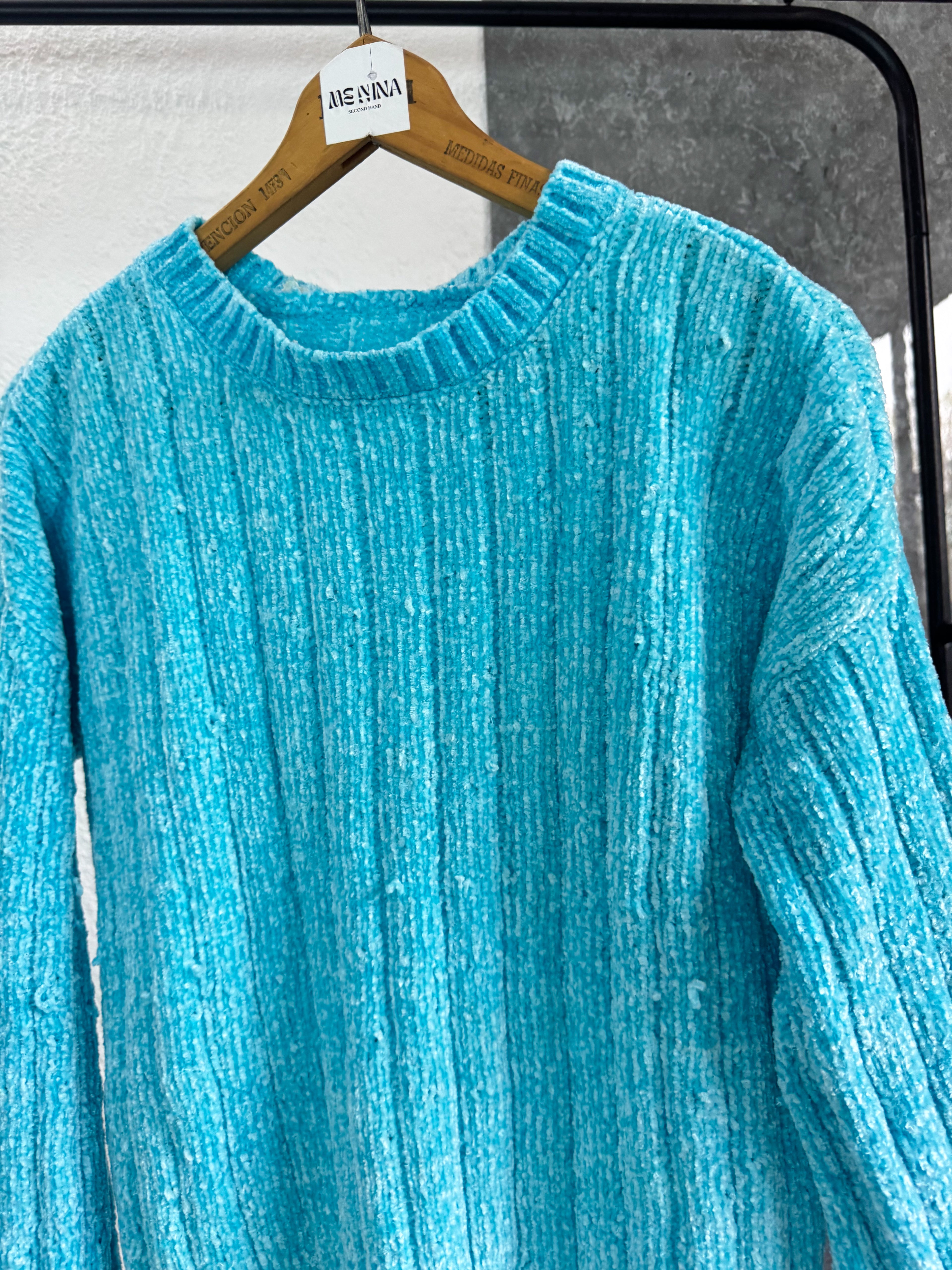 Buzo de chenille celeste