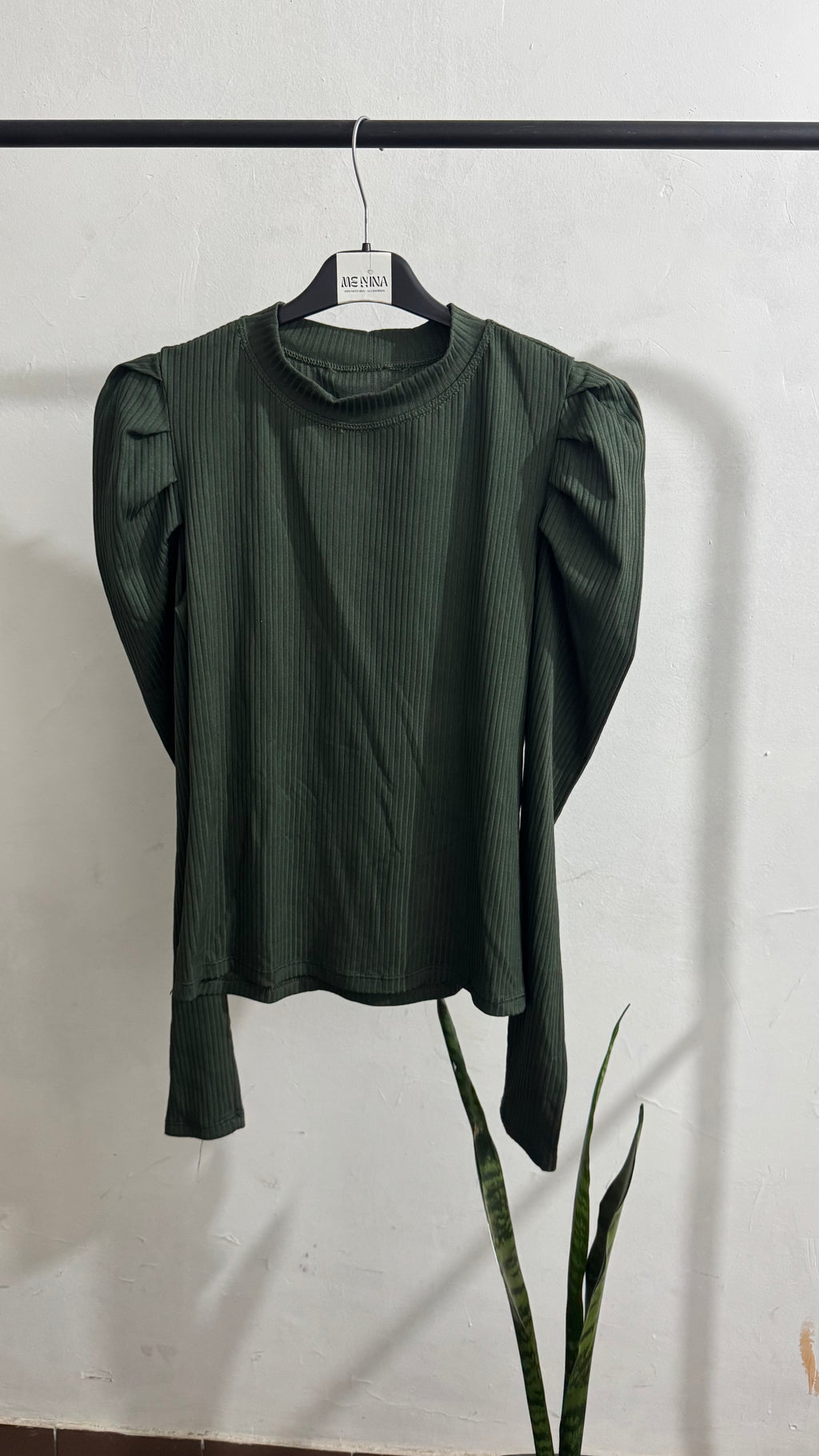 Remera verde de morley, manga larga