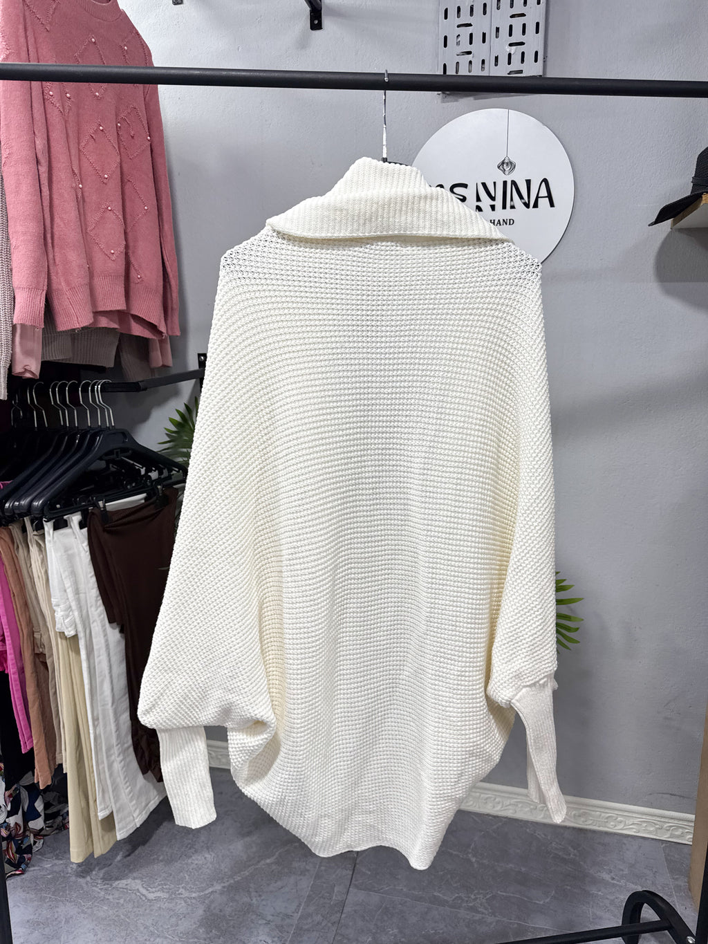 Saco blanco abrigado de lana