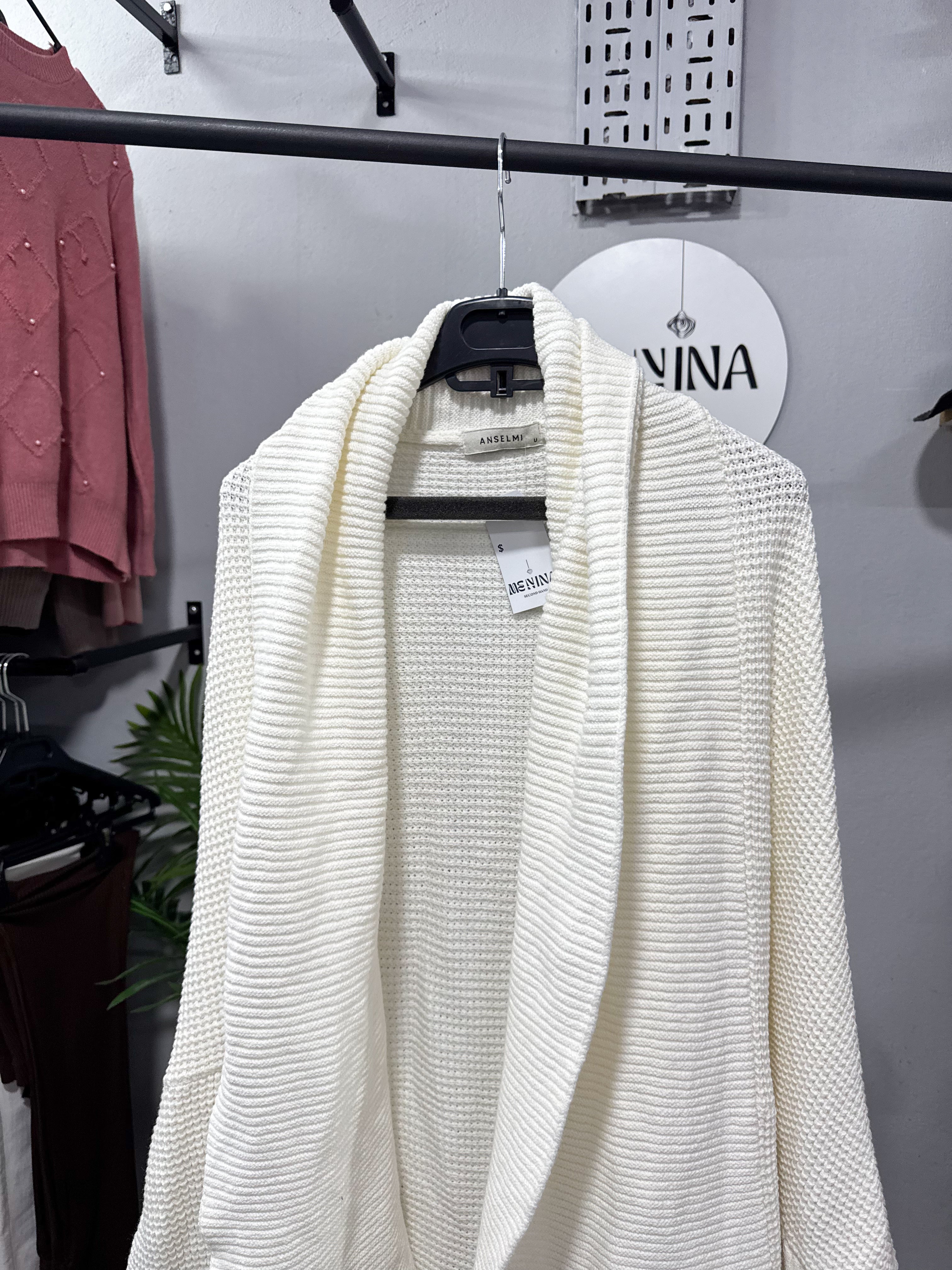 Saco blanco abrigado de lana