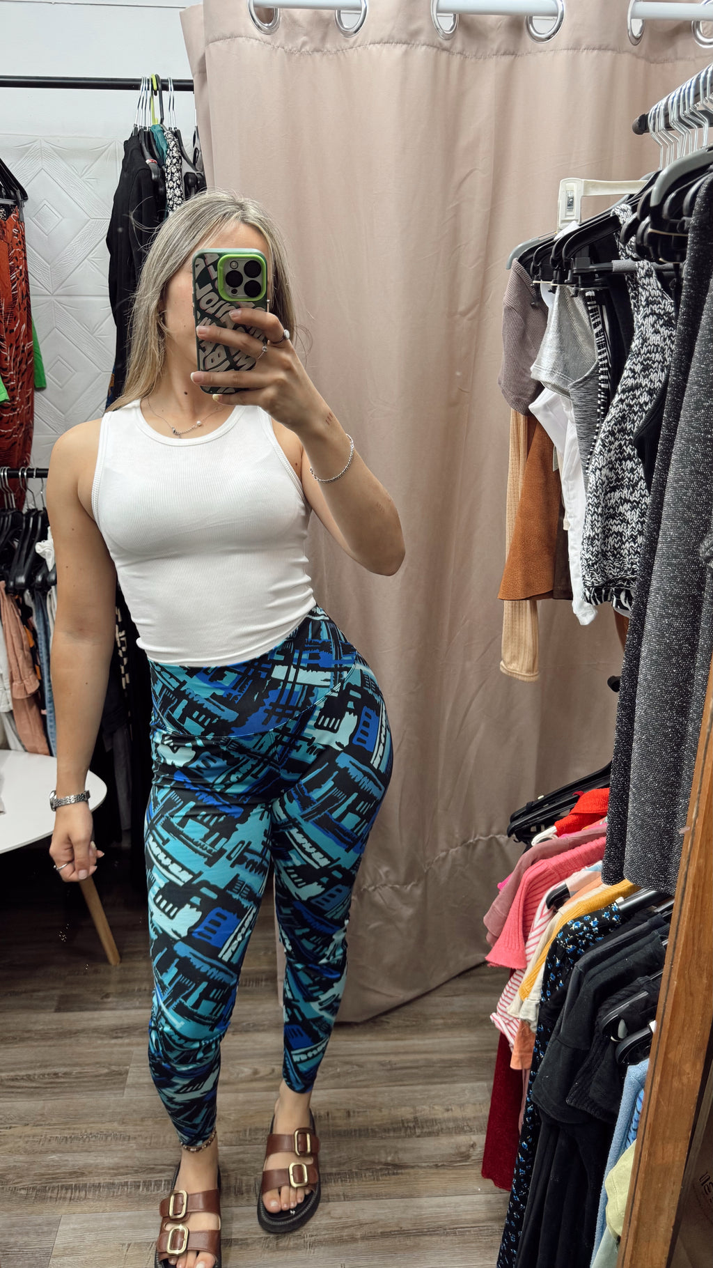 Calza gym azul y negra