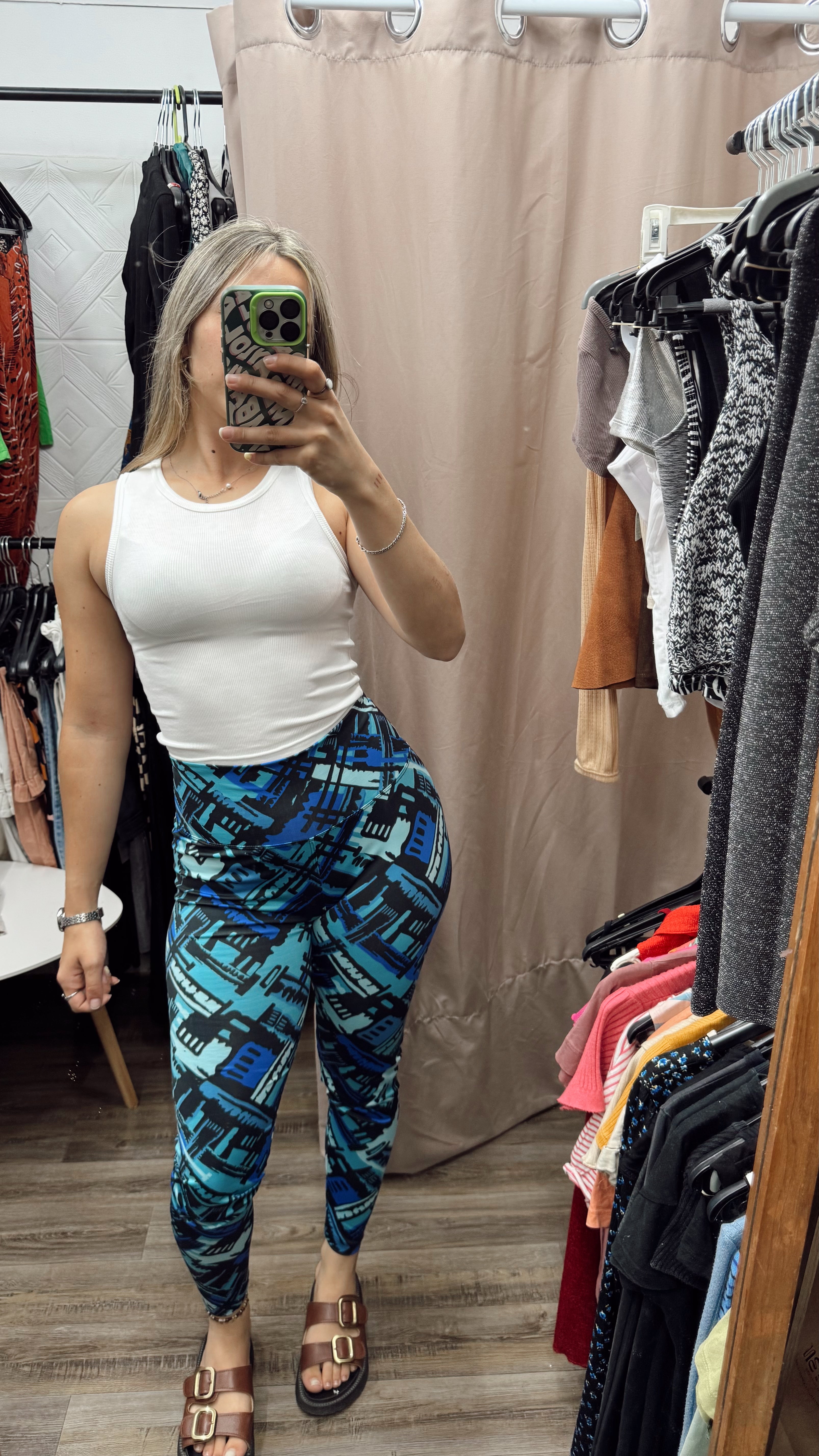 Calza gym azul y negra