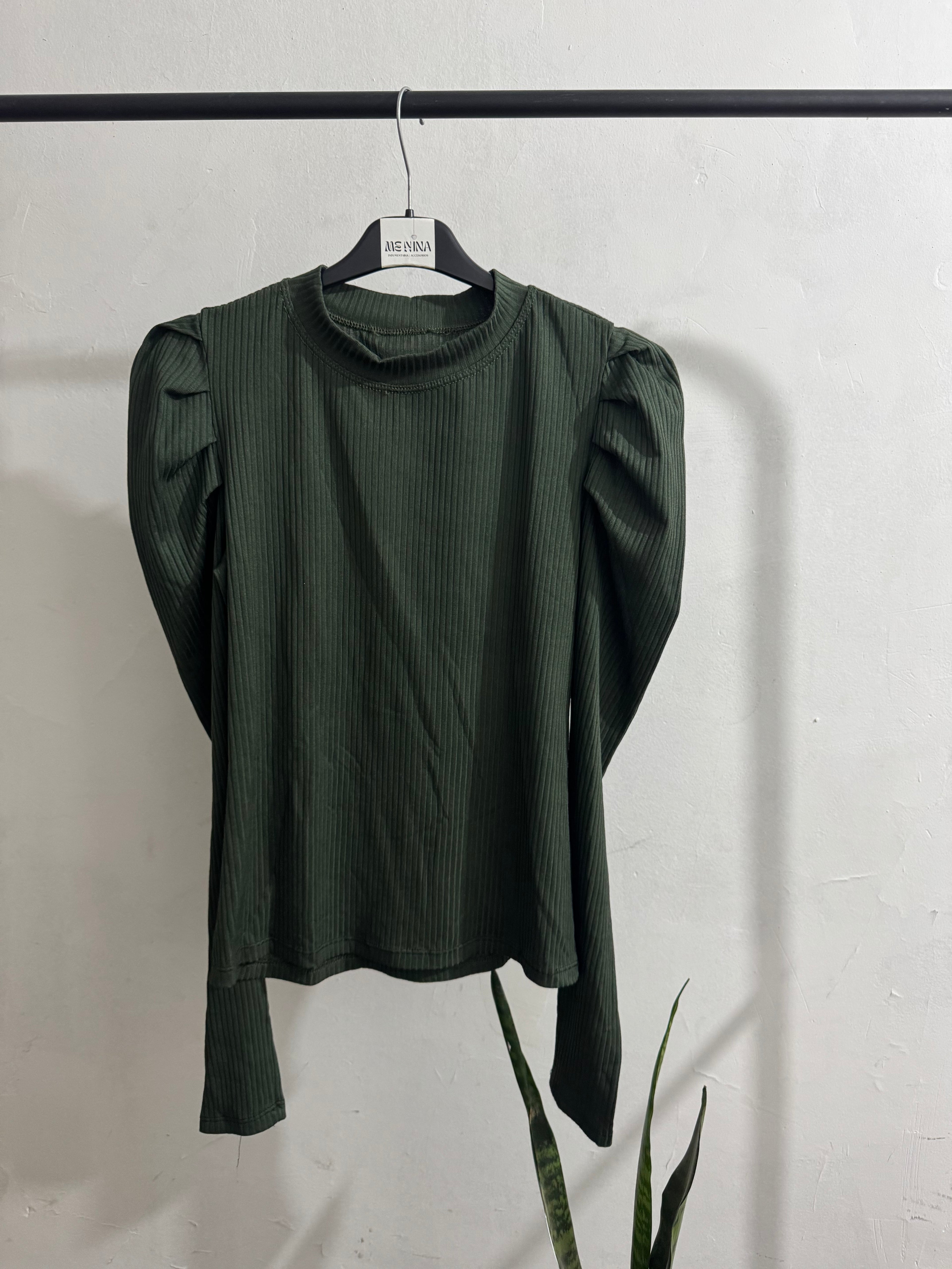 Remera verde de morley, manga larga