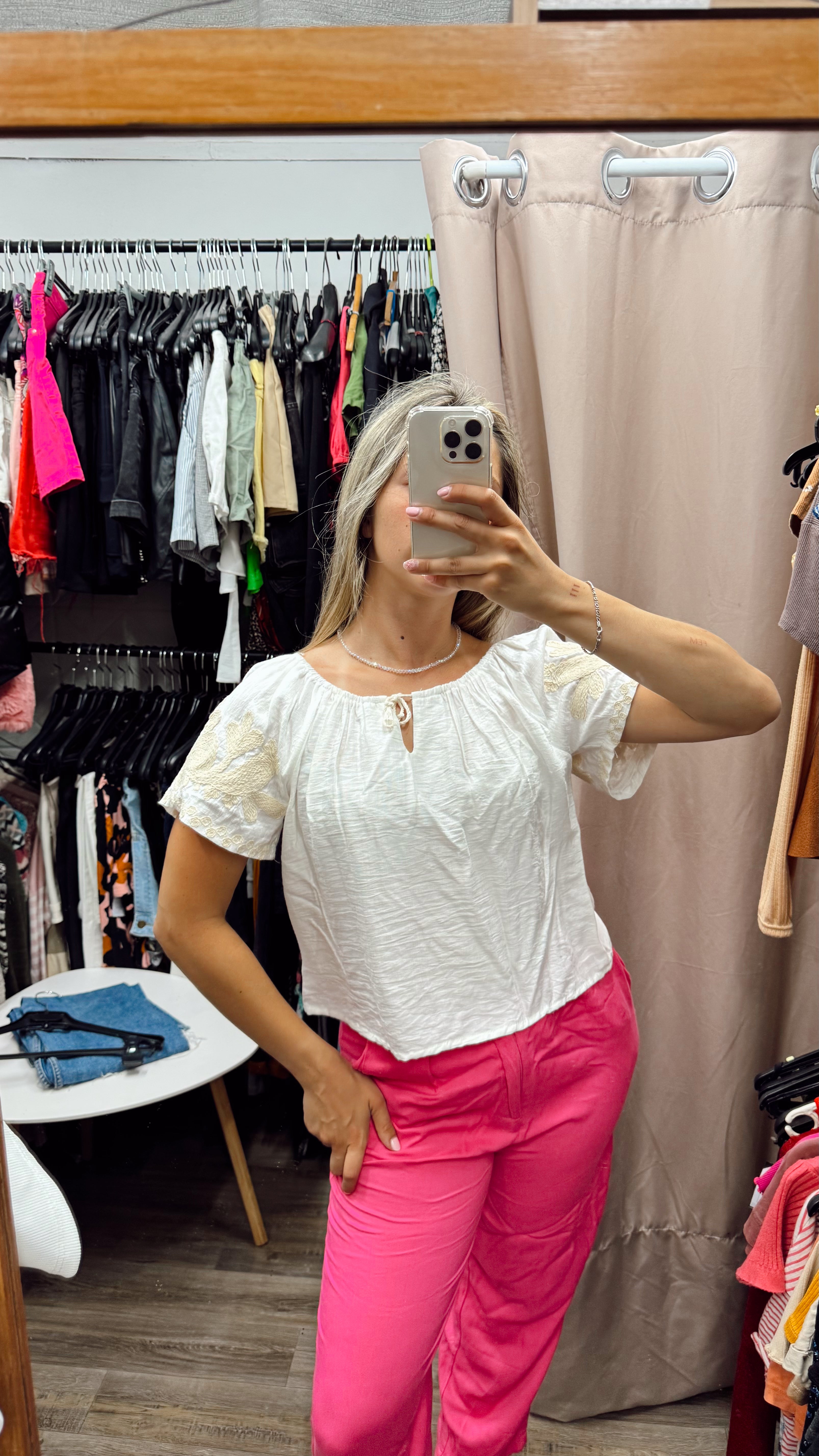 Remera de lino manga corta