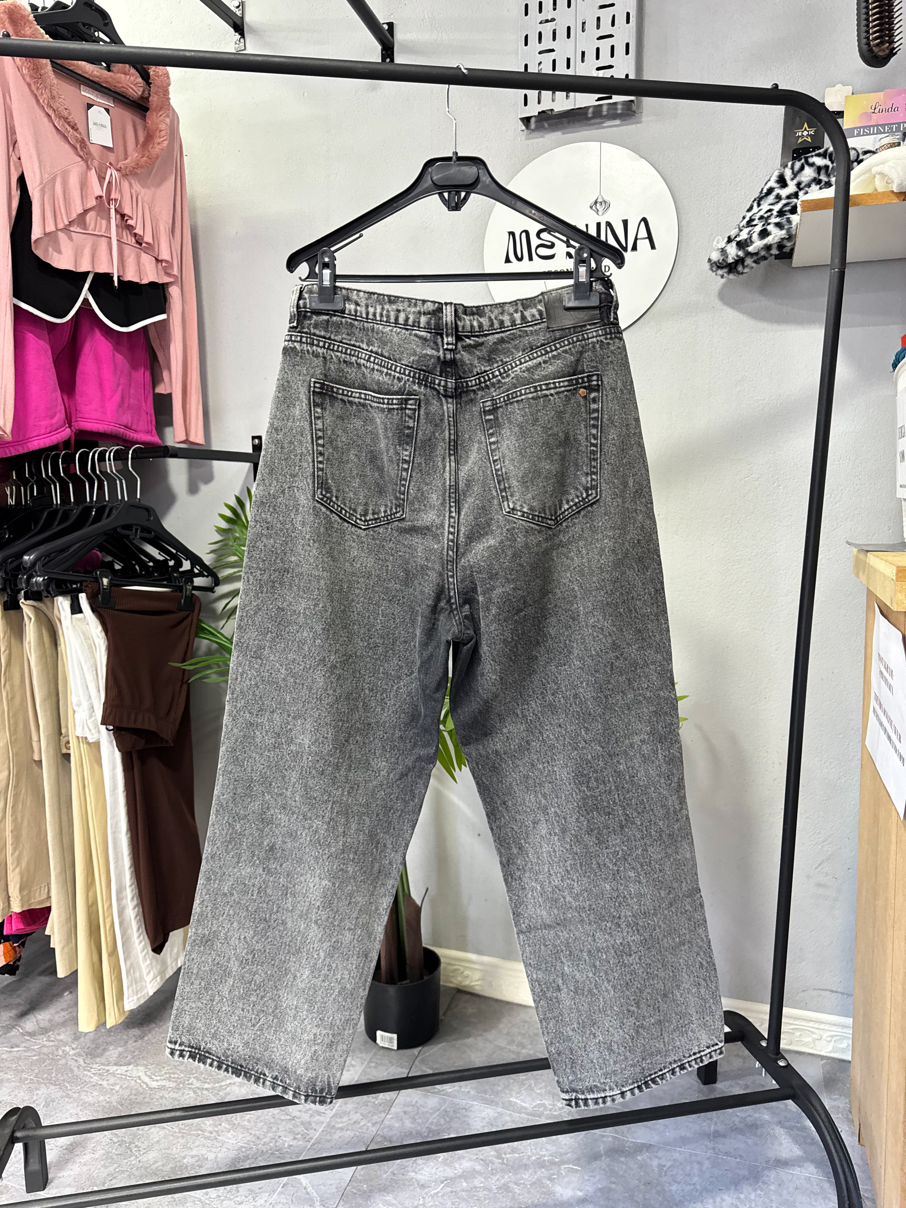 Jean ancho negro jaspeado talle 44