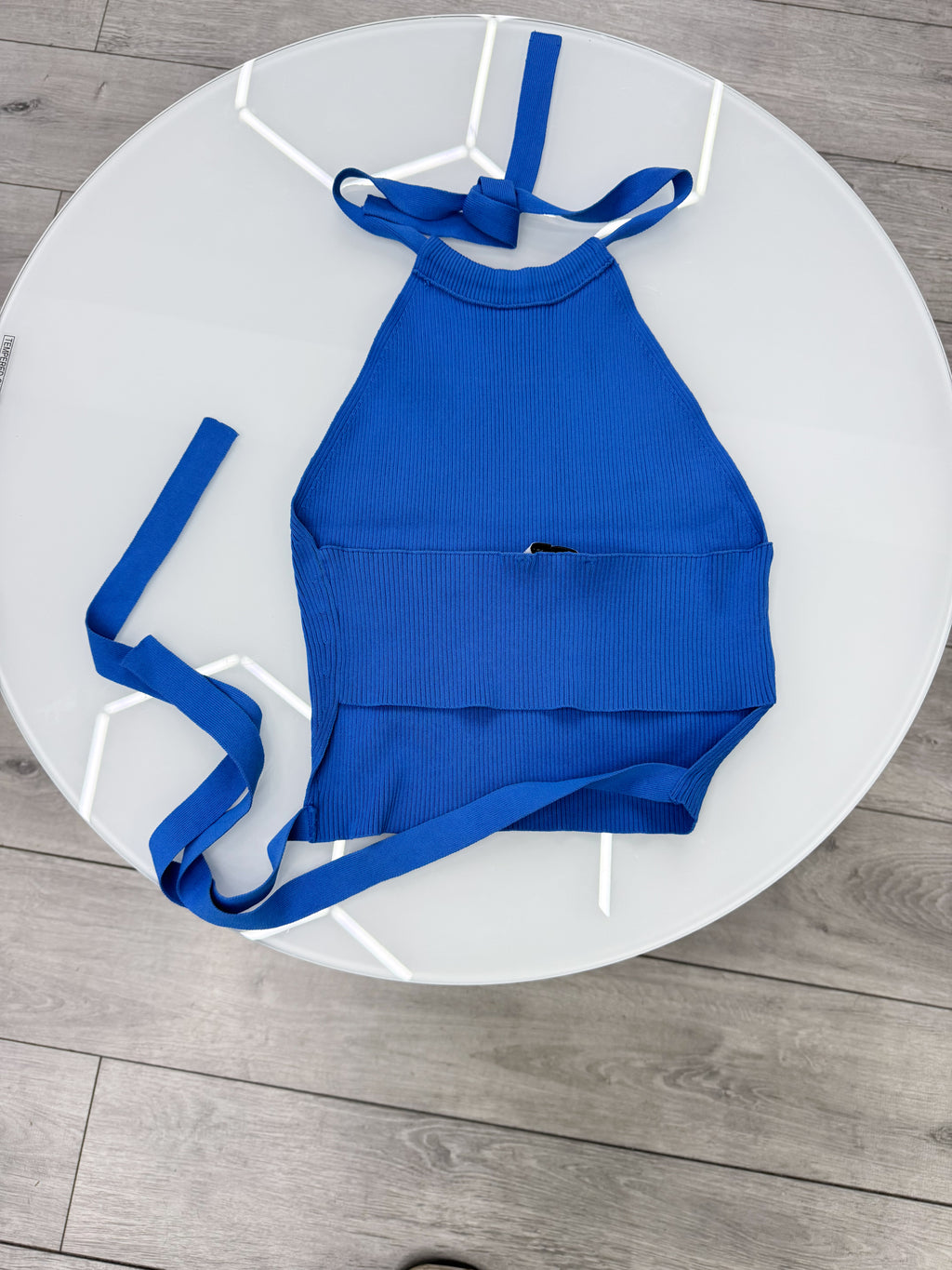 Top de hilo azul ZARA talle M