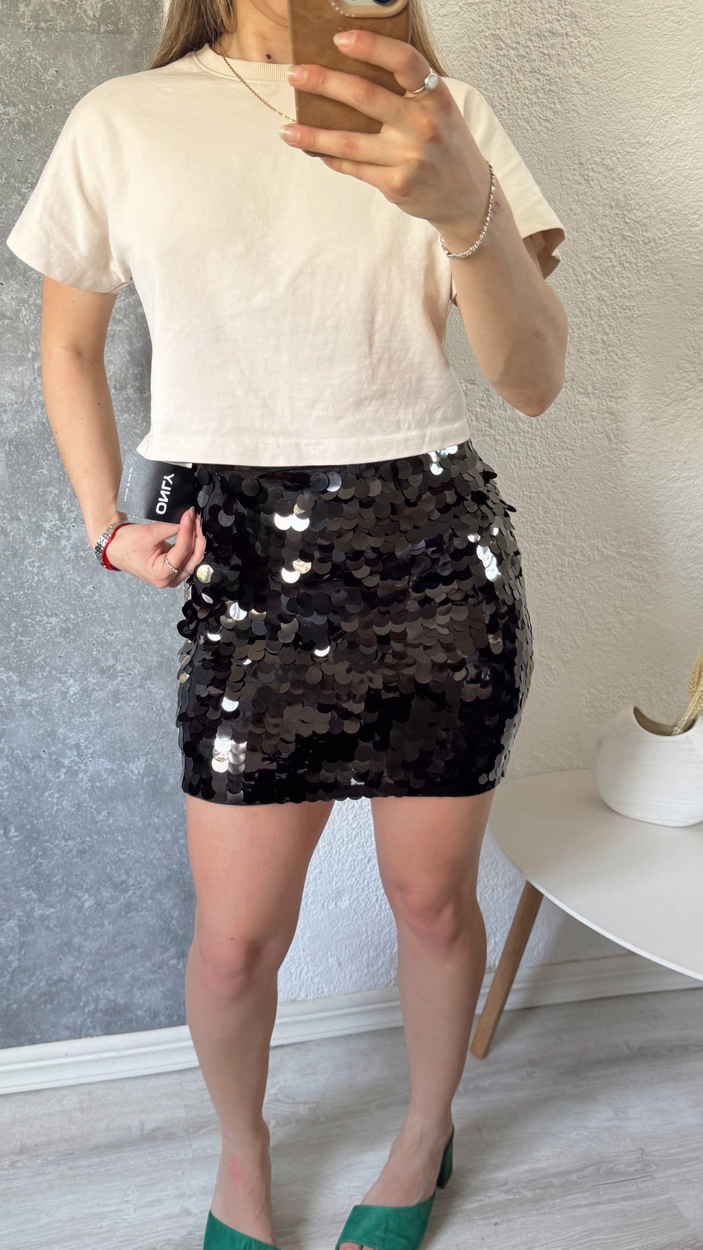 Pollera ONLY negra de lentejuelas