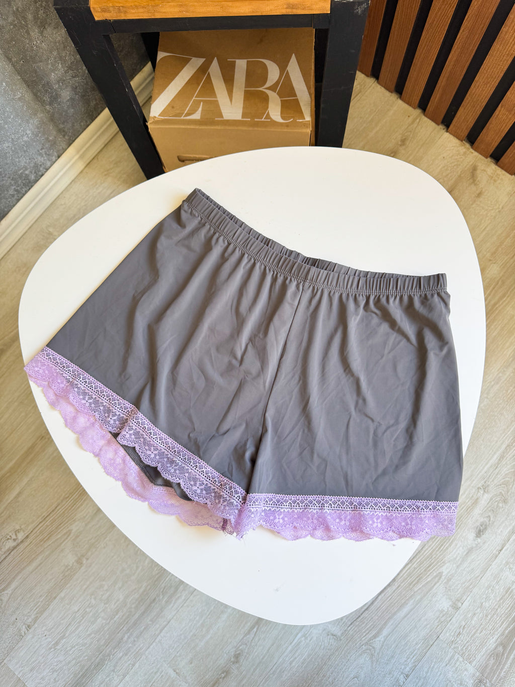 Short de Pijama gris con rosado
