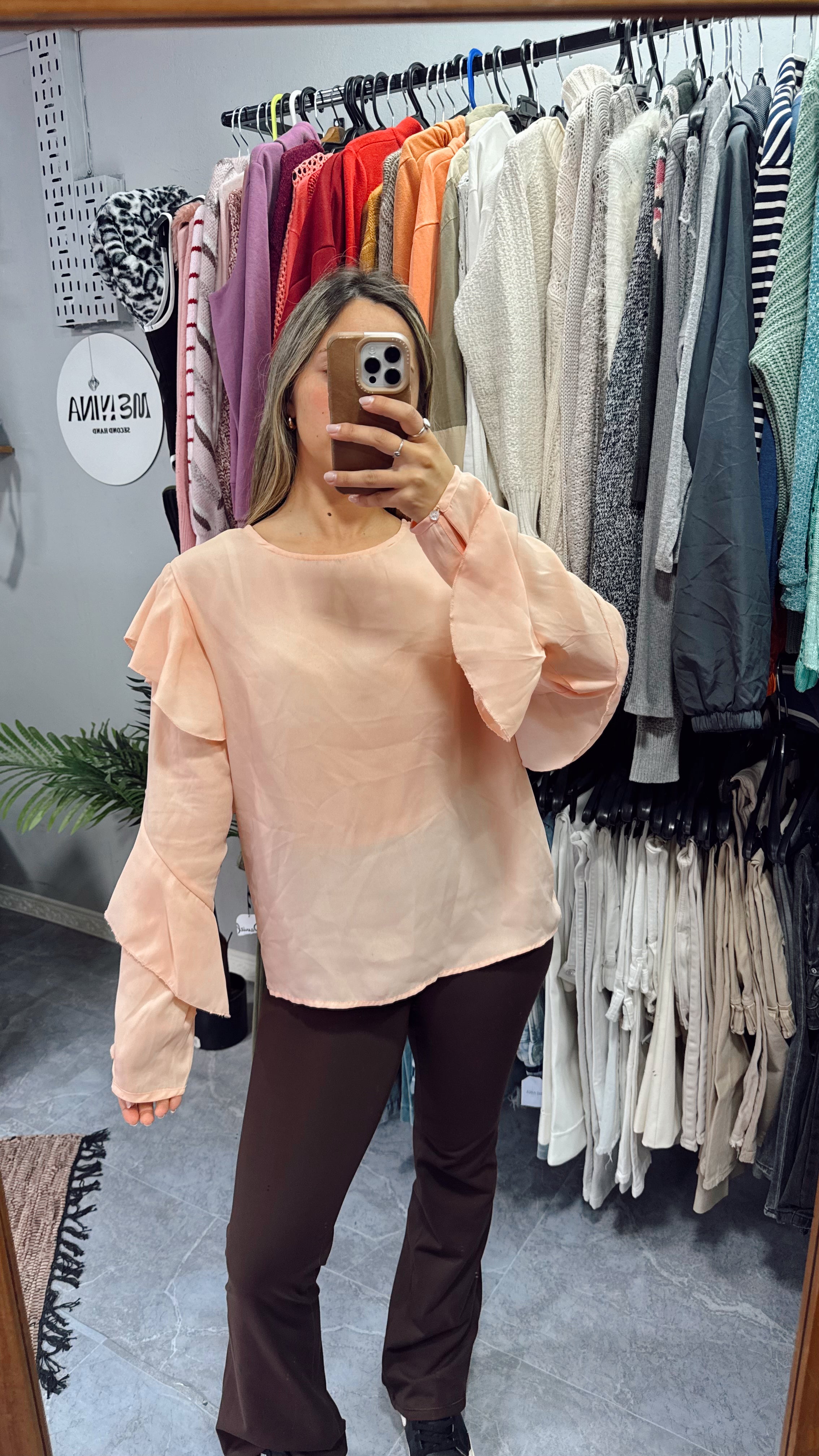 Blusa salmón manga larga