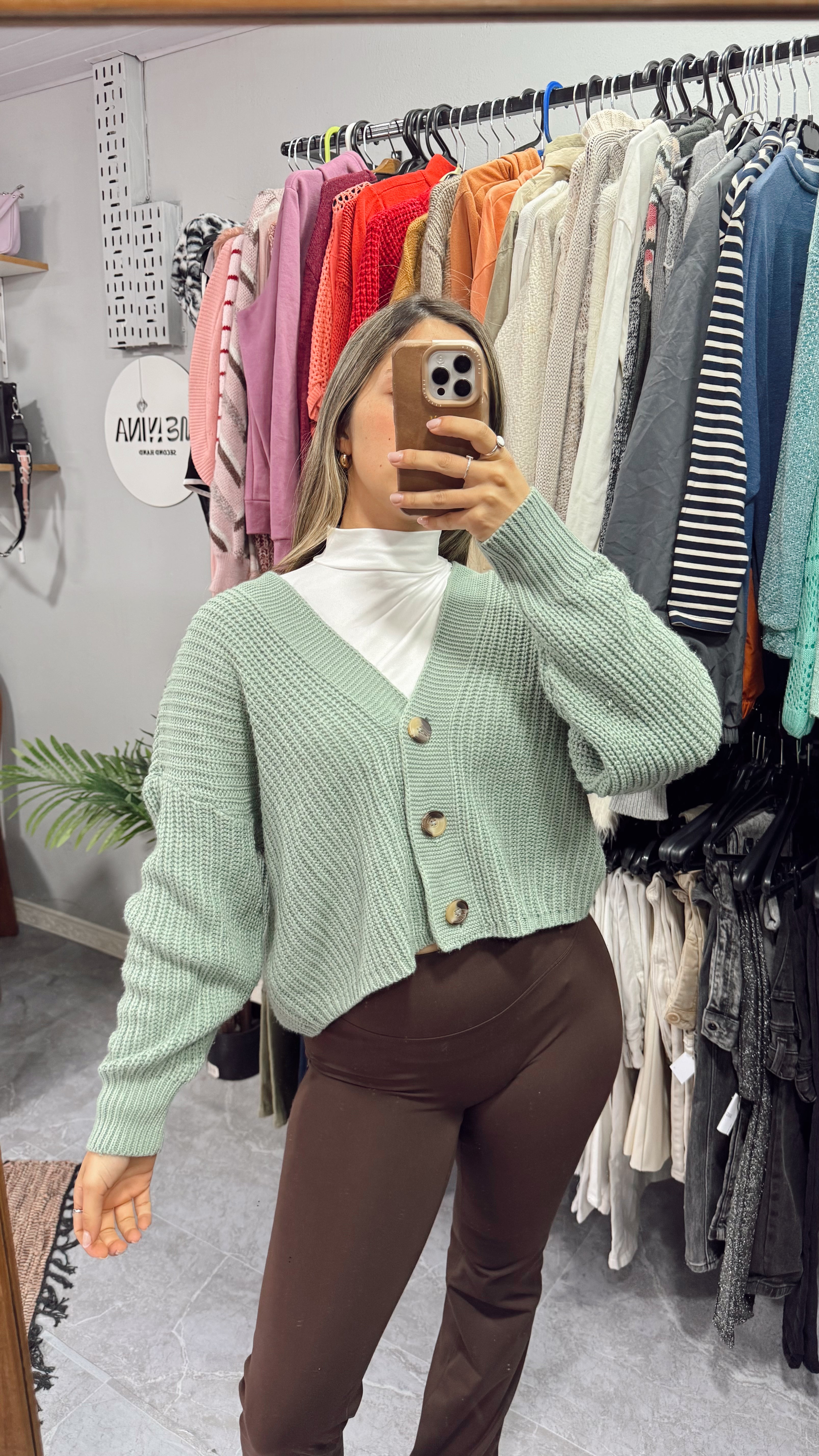 Saco crop verde agua ONLY