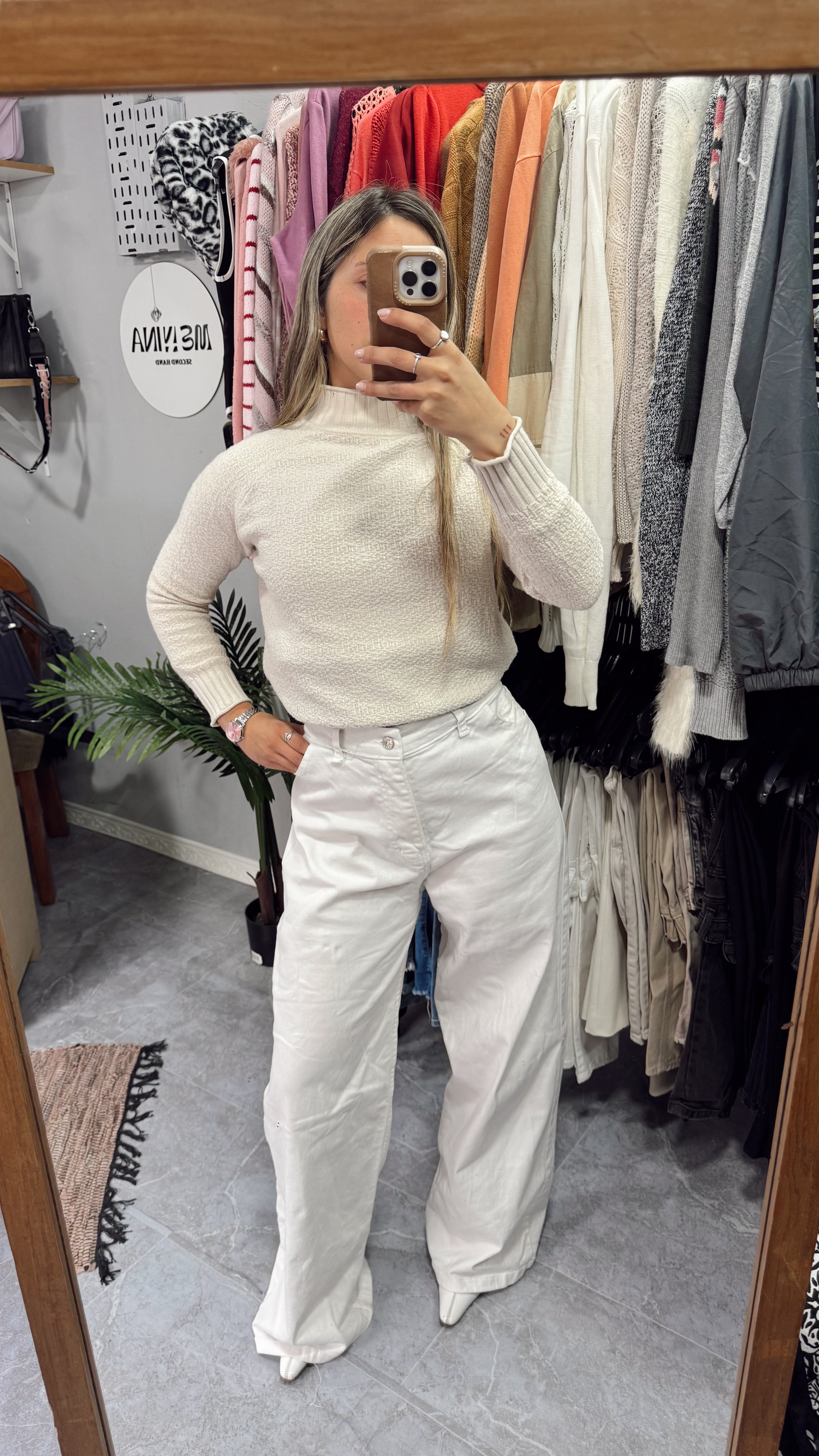 Jean blanco ancho talle XL