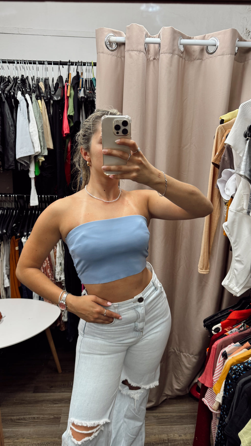 Top celeste Strapless