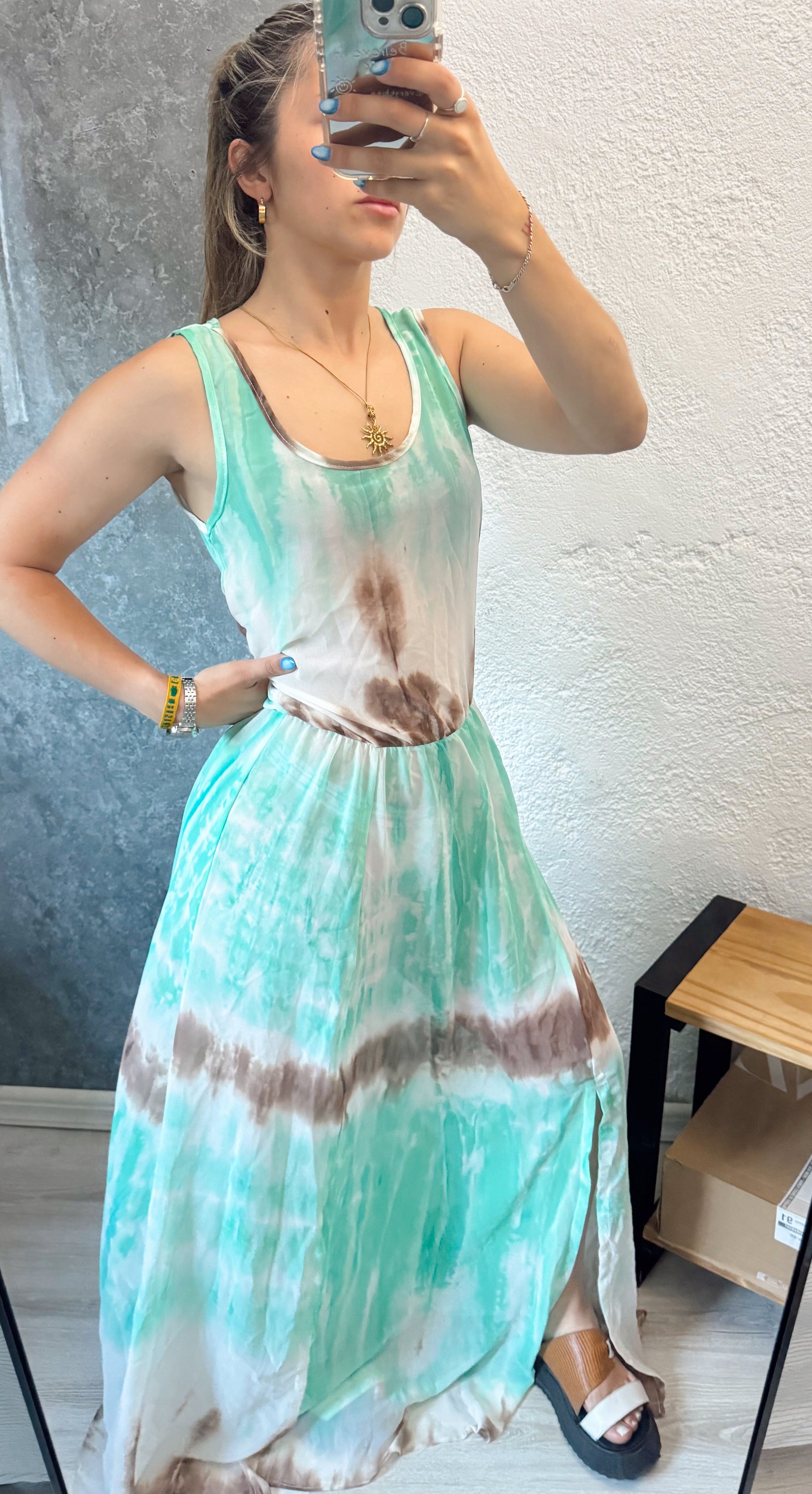 Vestido de gasa doble tela