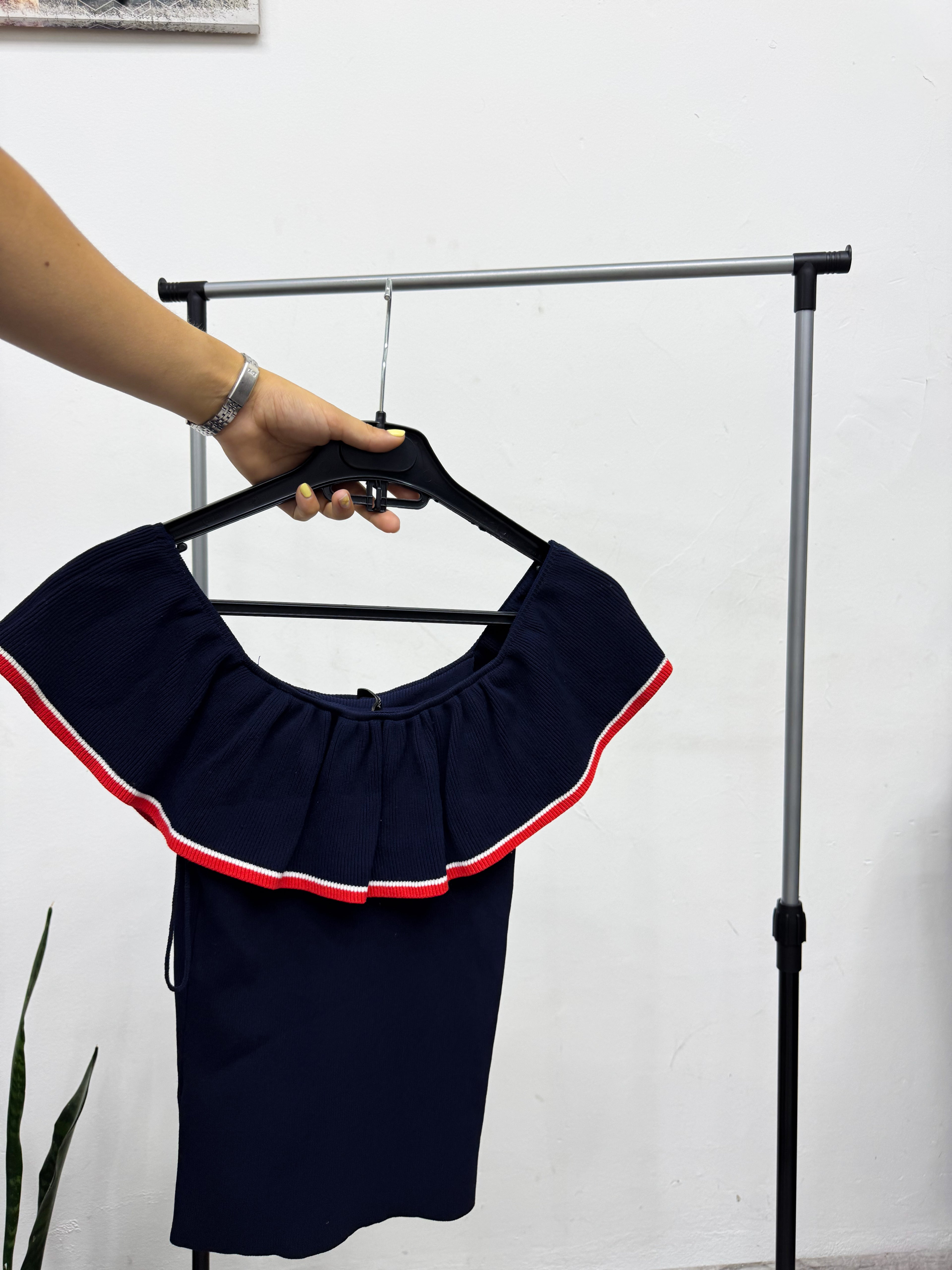 Blusa azul con volados ONLY