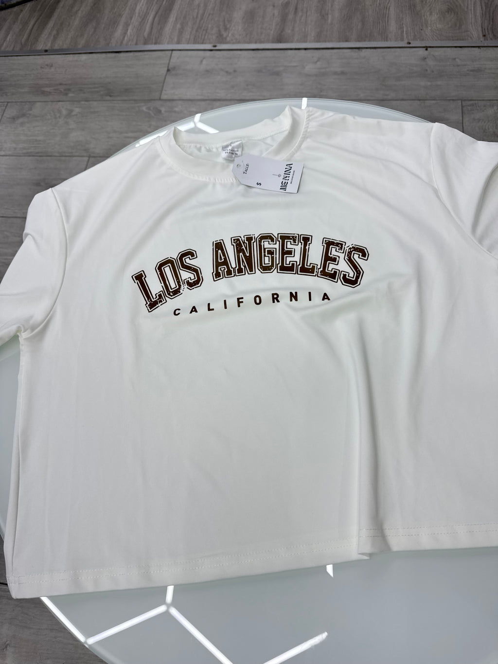 Remera blanca CROP Los Ángeles talle S