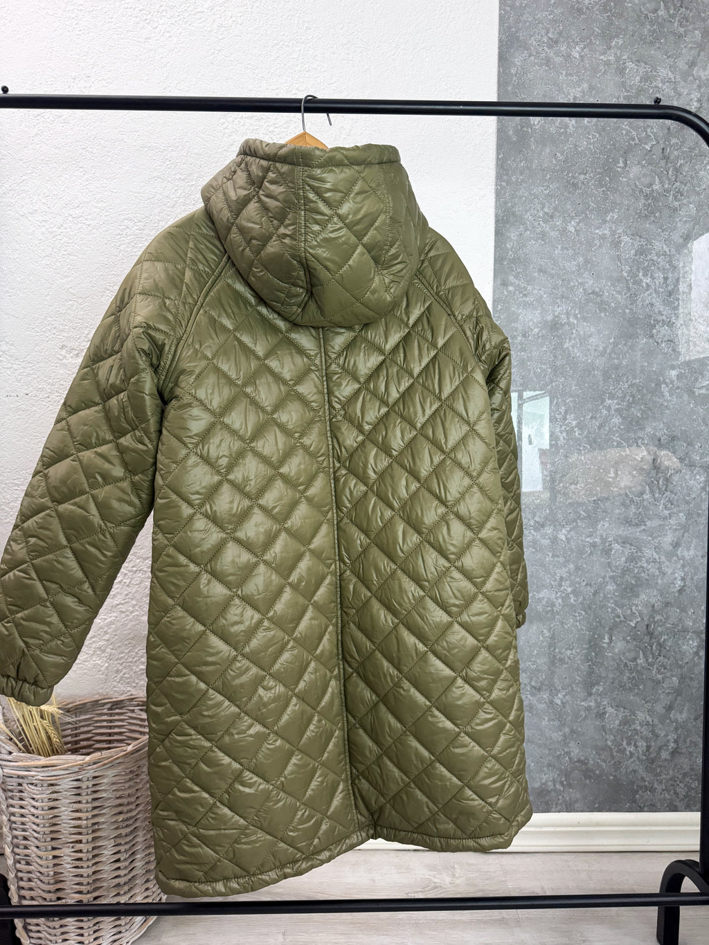Campera de abrigo larga verde oliva