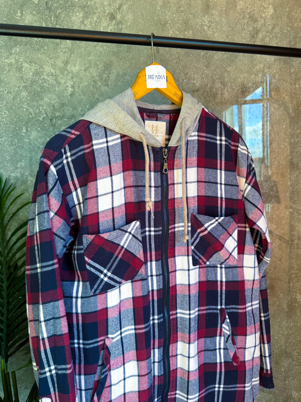 Camisa/campera a cuadros con capucha