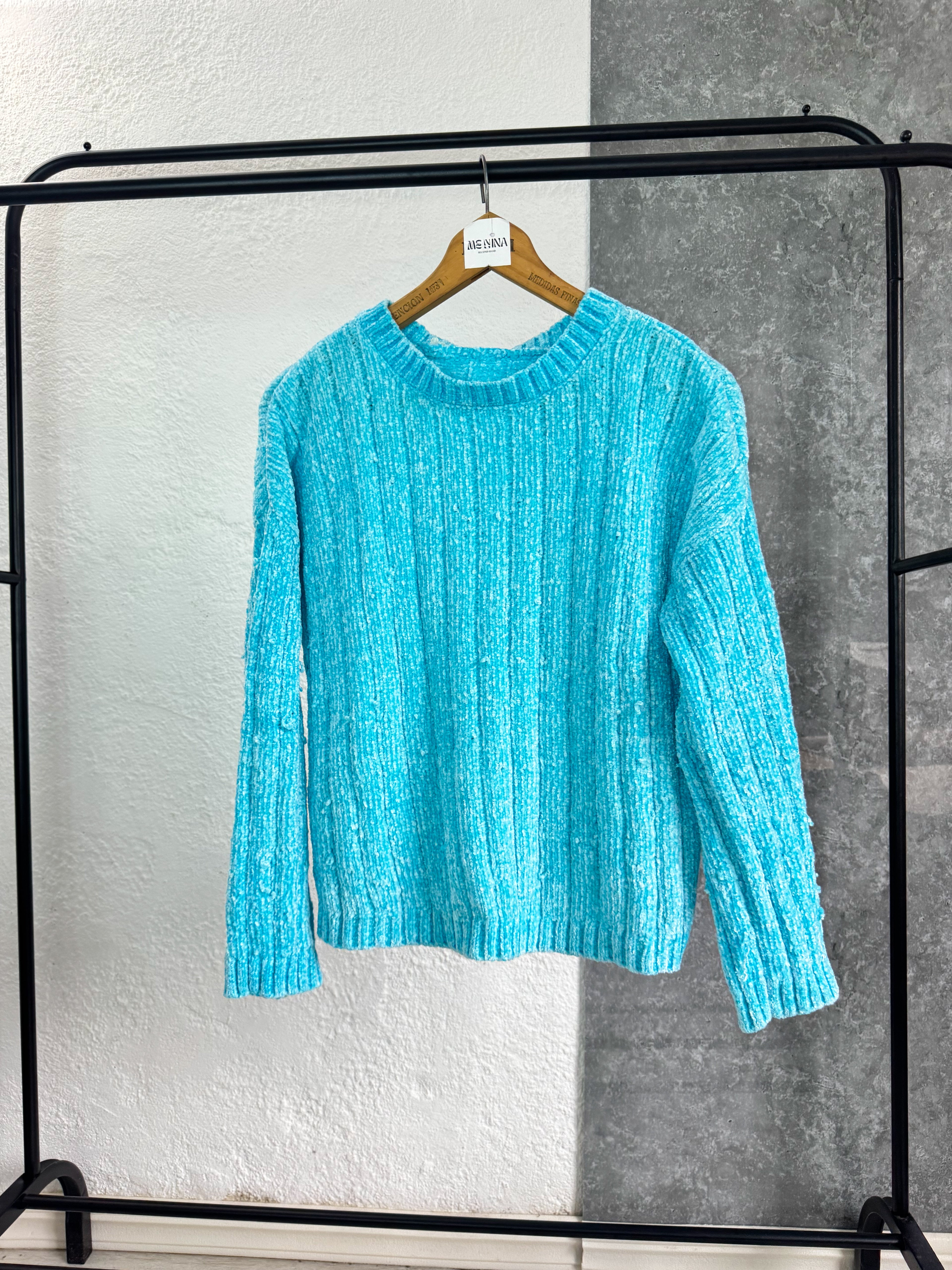 Buzo de chenille celeste