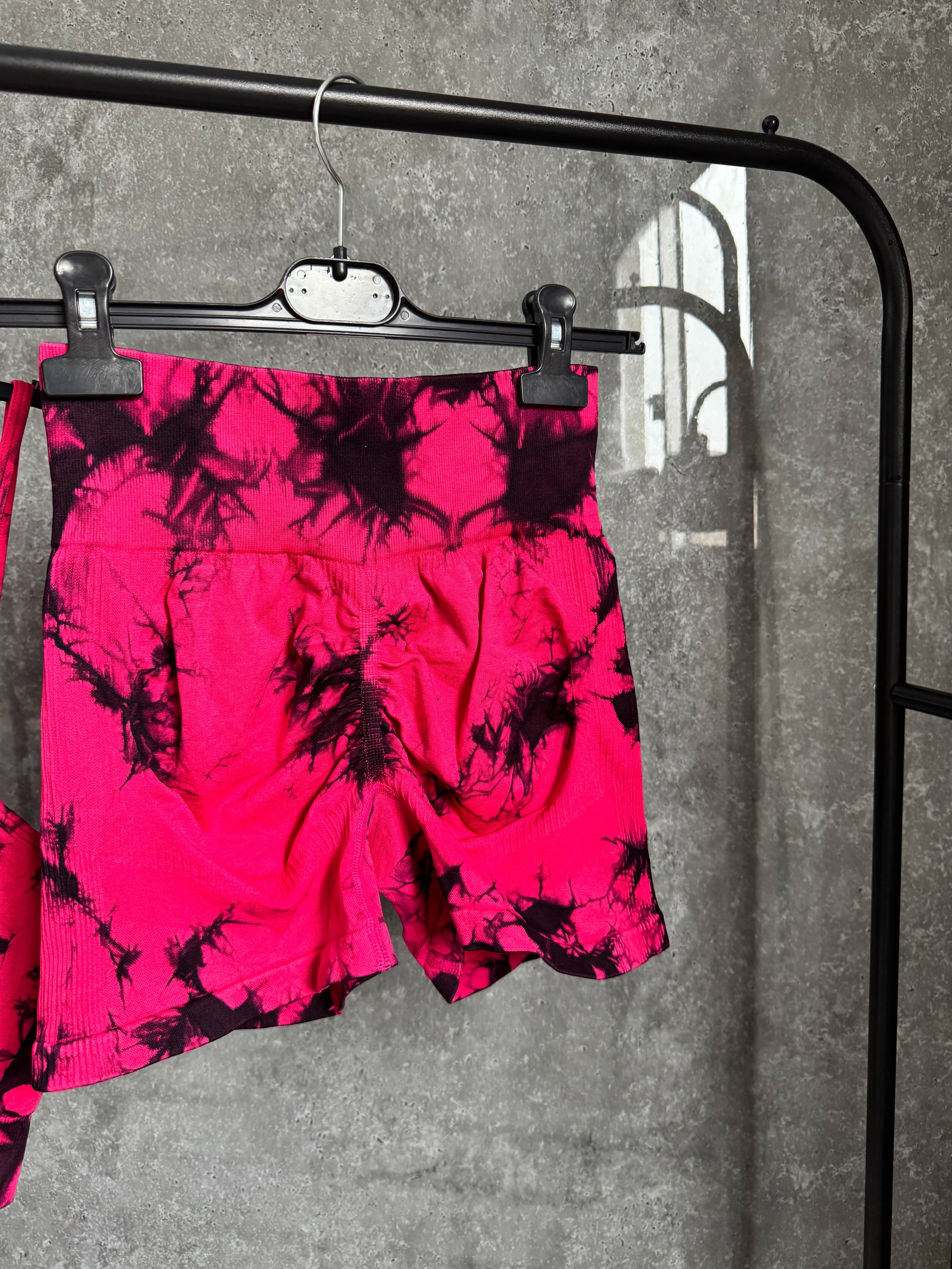 Conjunto rosa y negro calza+top talle M/L