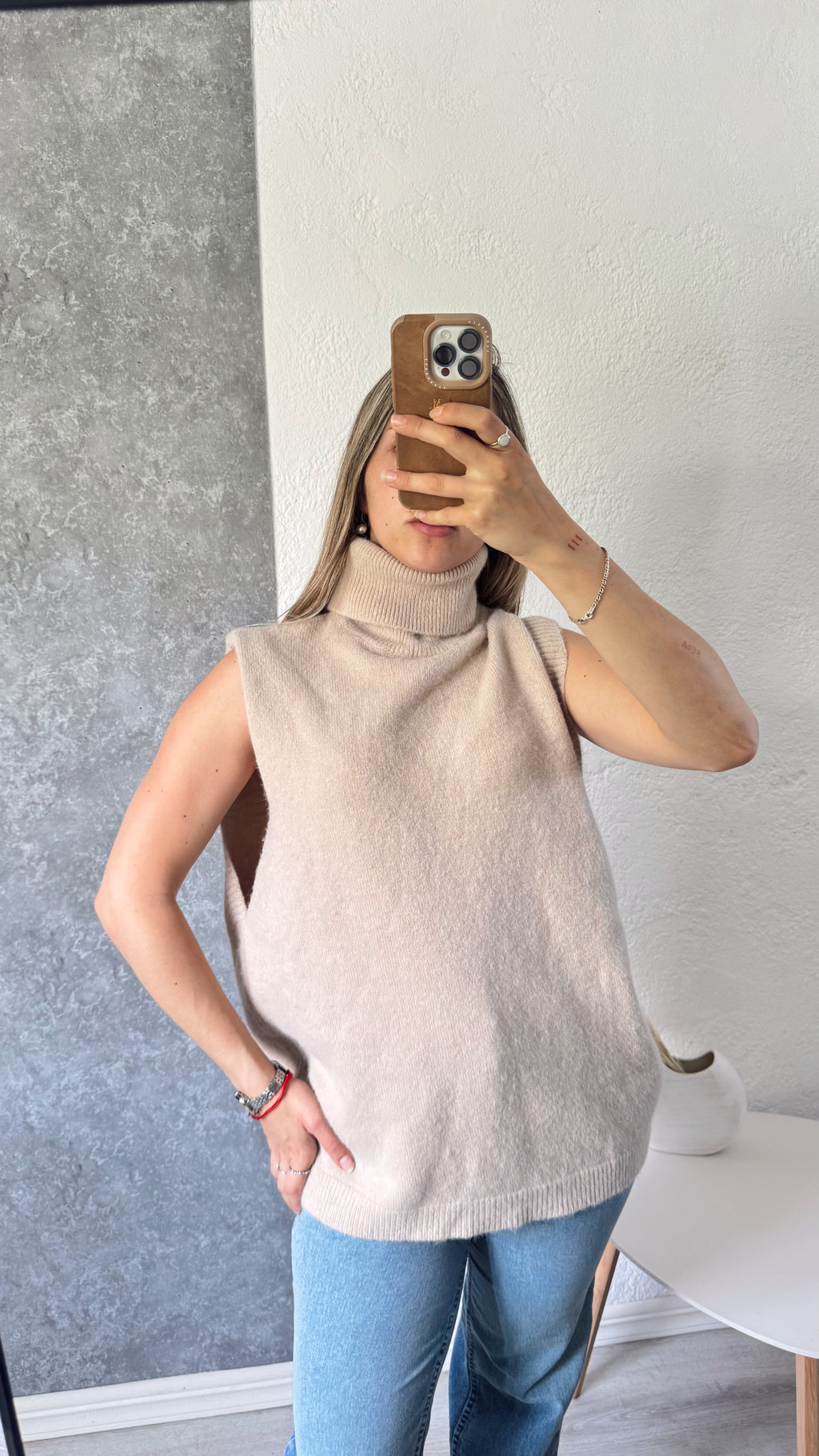 Chaleco polera beige