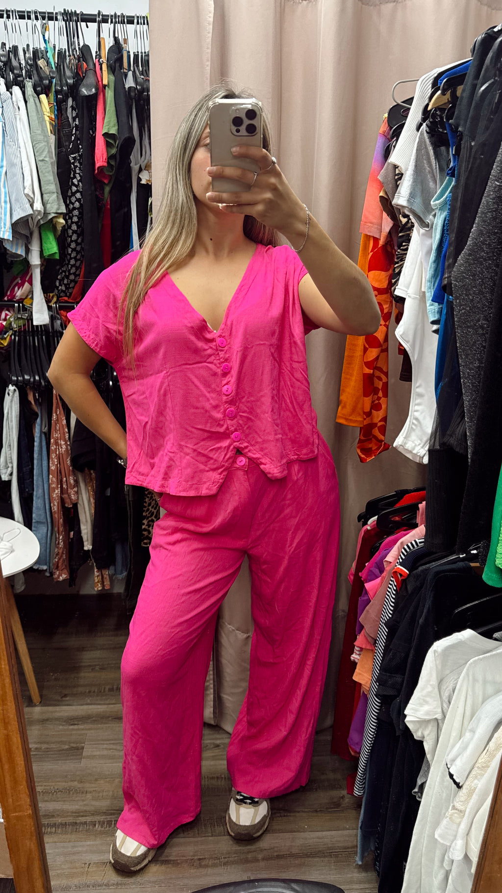 Conjunto sastrero rosado