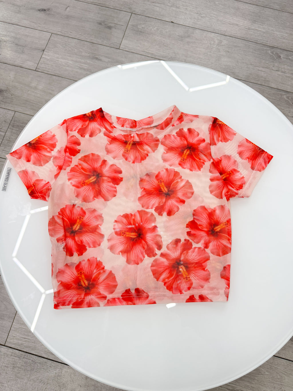 Top traslúcido con flores talle único
