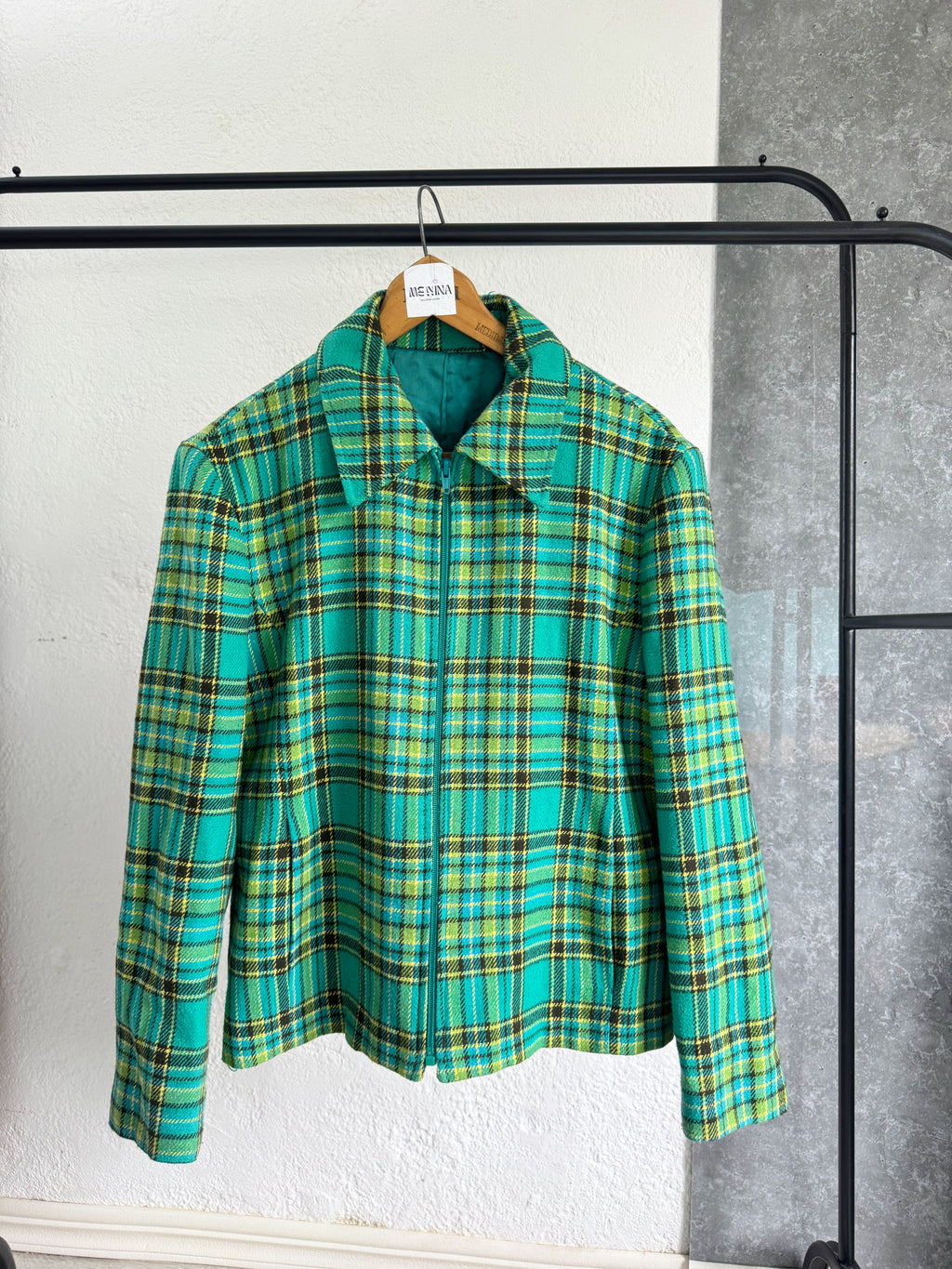 Chaqueta verde a cuadros