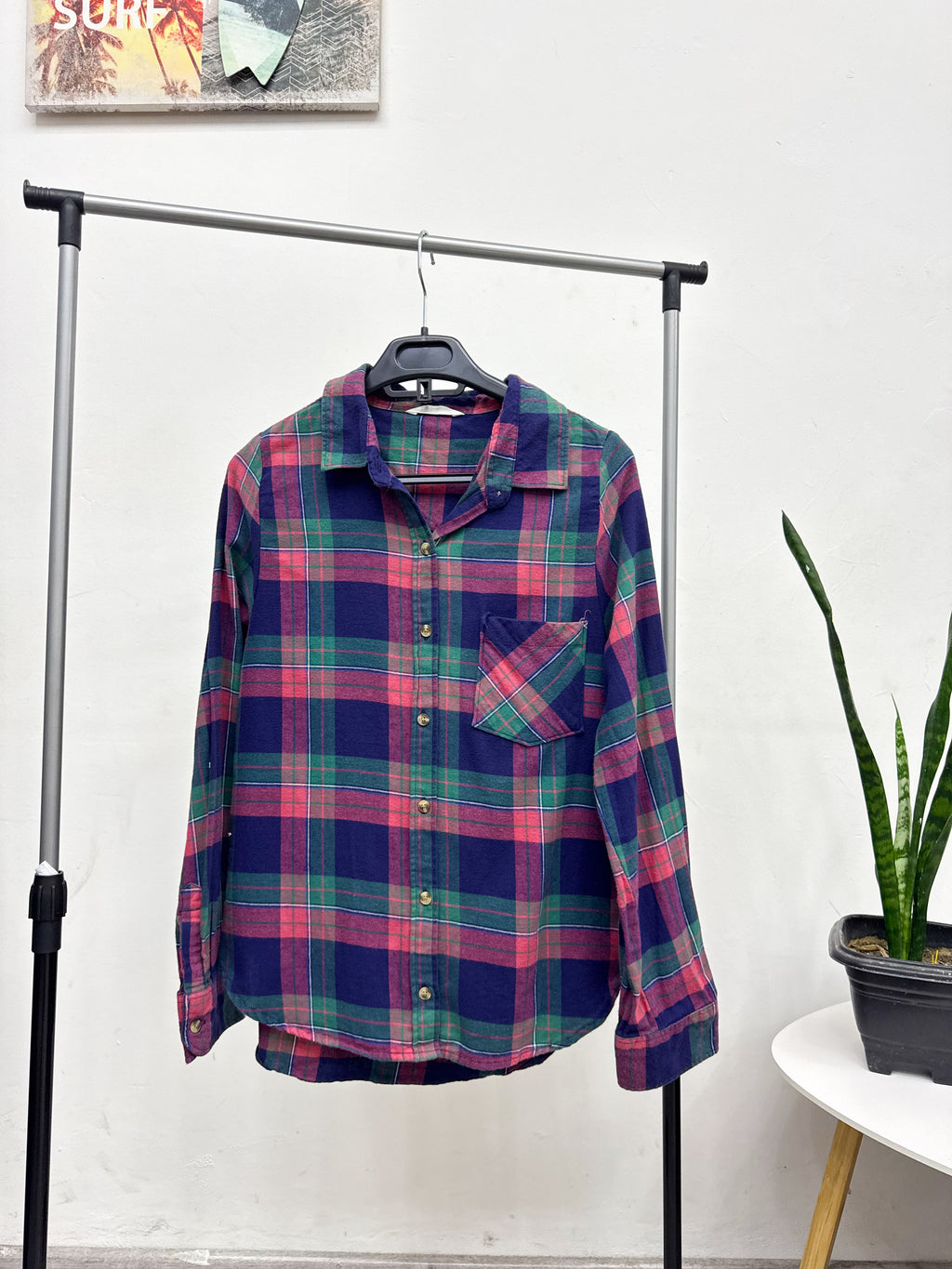 Camisa leñadora azul|rosado