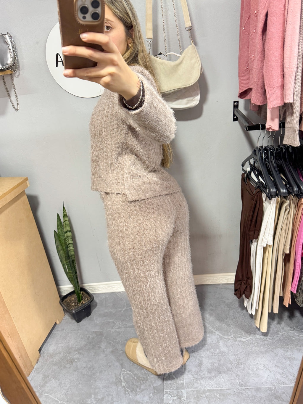 Conjunto buzo + pantalón color rosa viejo