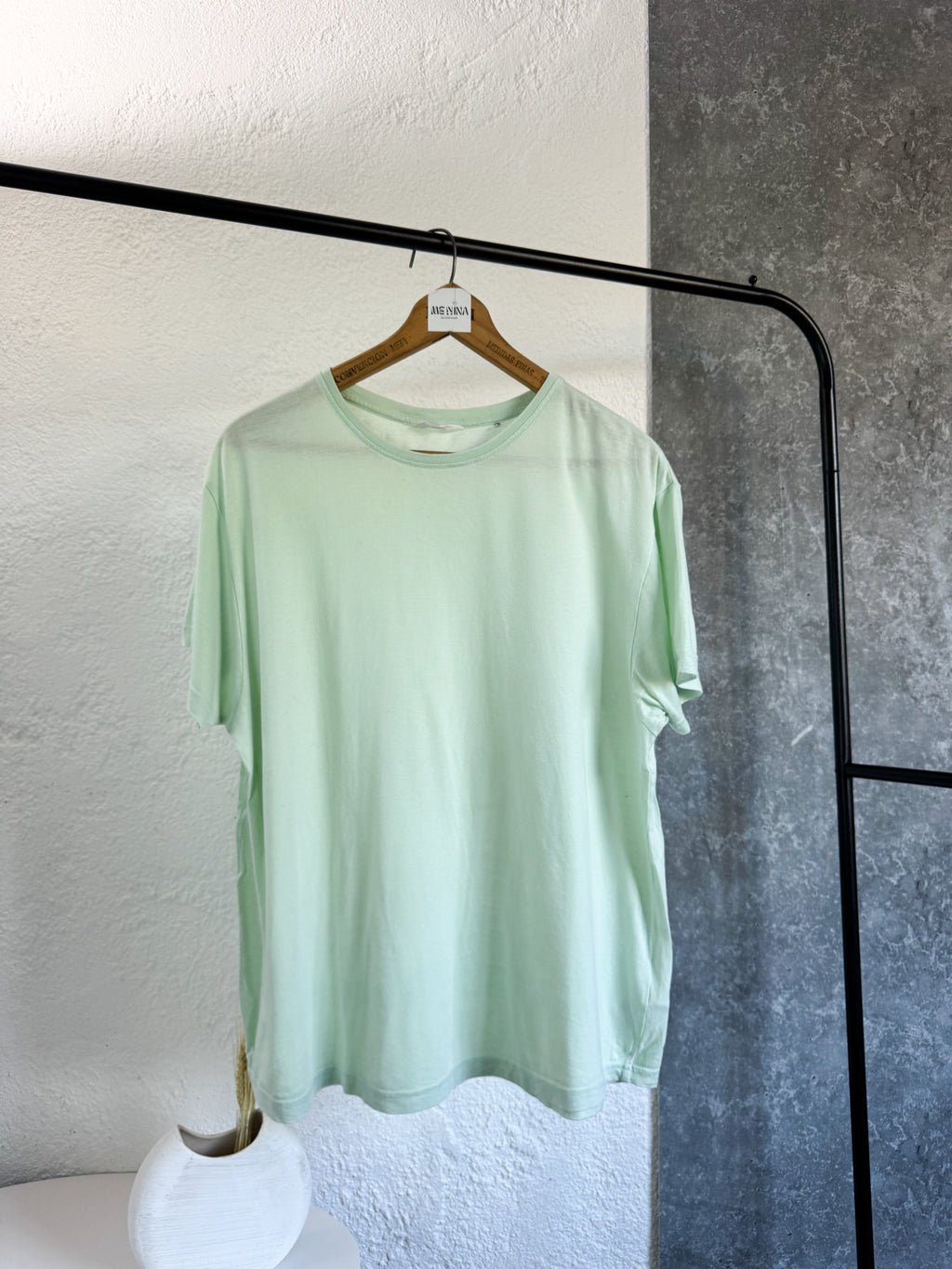 Remera verde agua manga corta talle XL