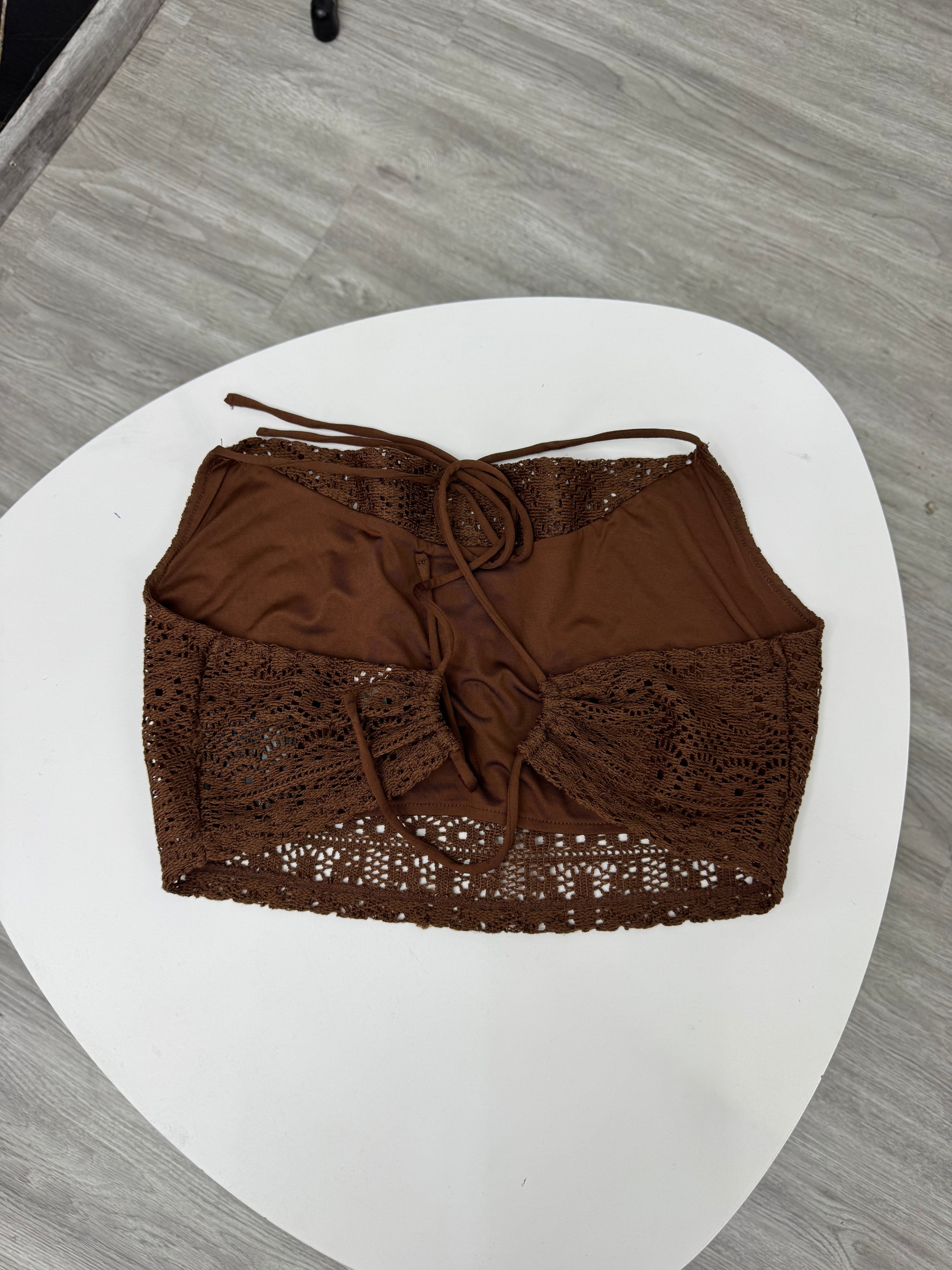 Top marrón caldo con tiras ajustables