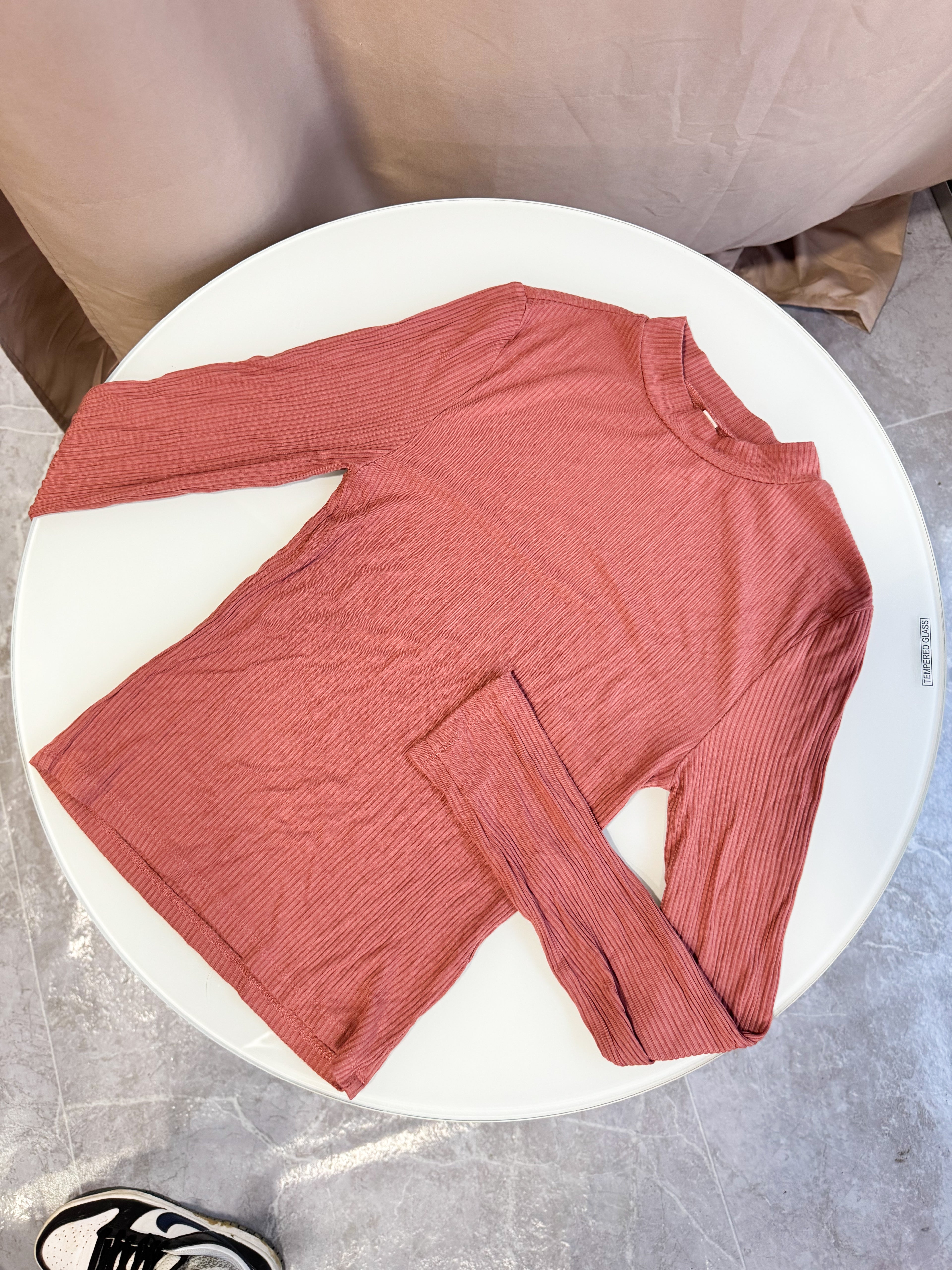 Remera rosada básica manga larga talle S/M