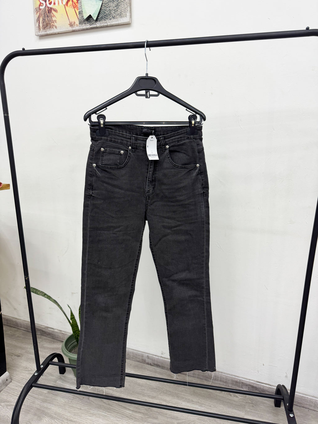 Jean gris oscuro recto